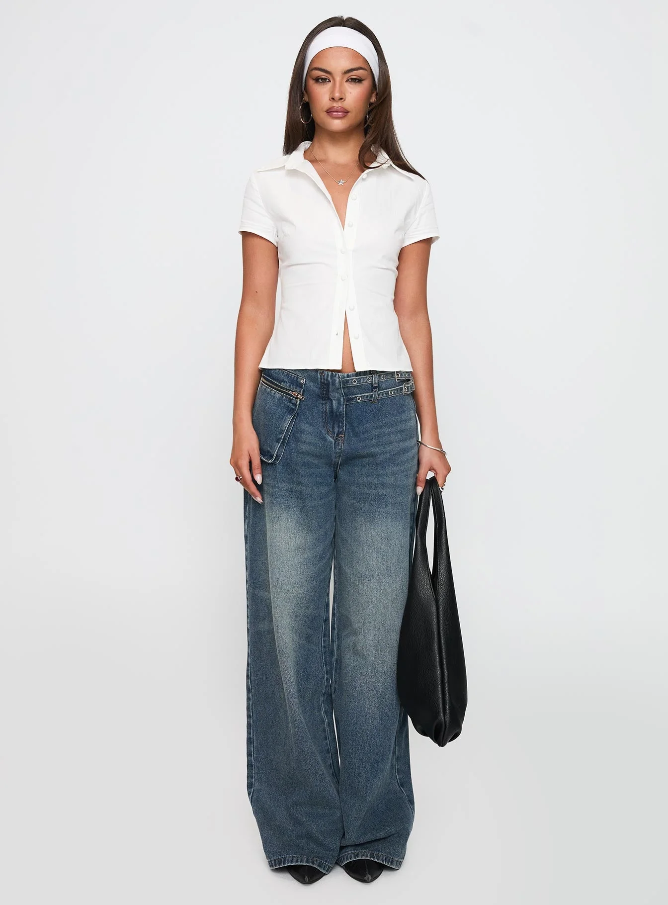 Lift Off Button Up Top White - Image 7