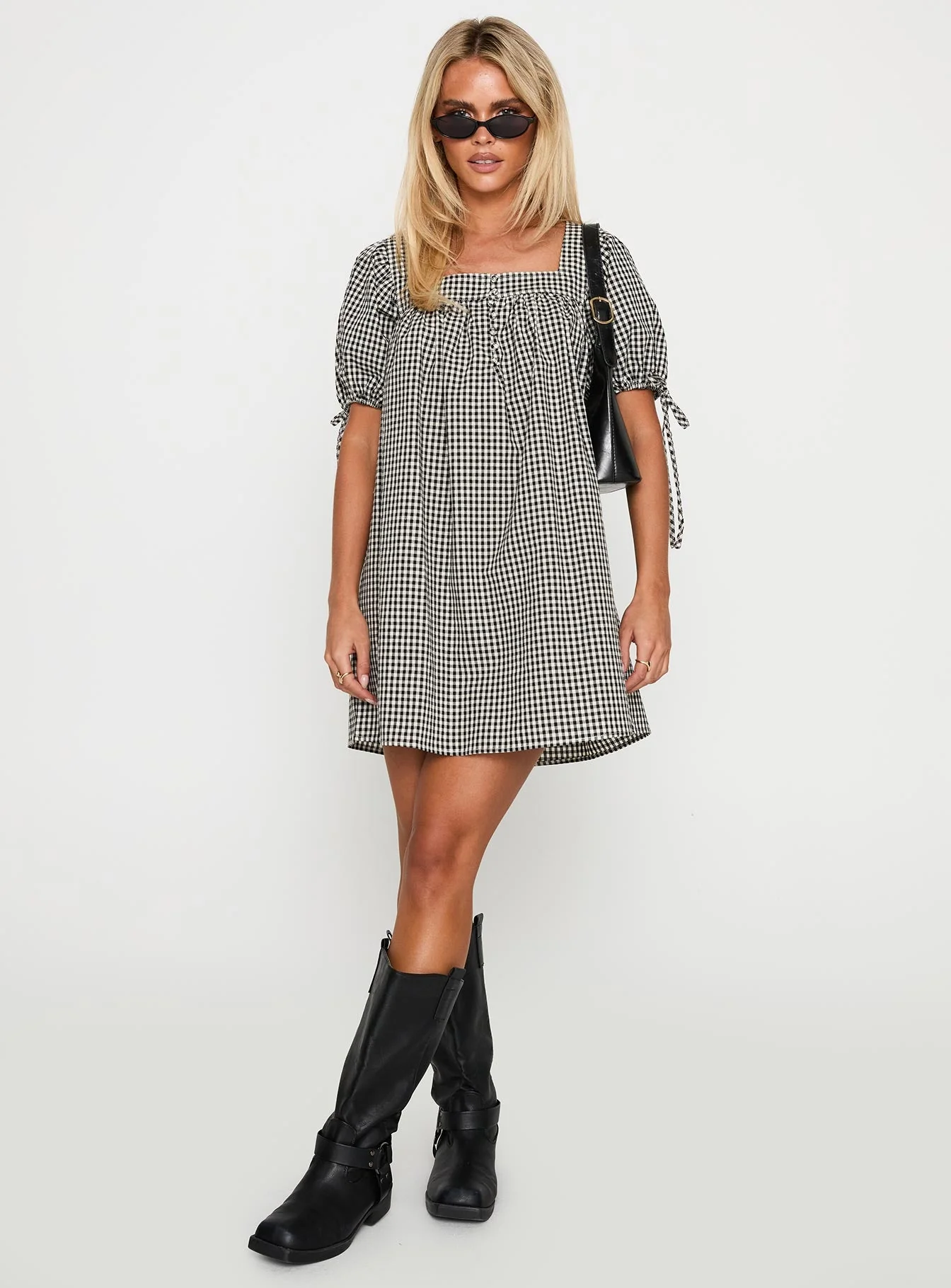 Lilibet Mini Dress Black Gingham - Image 2