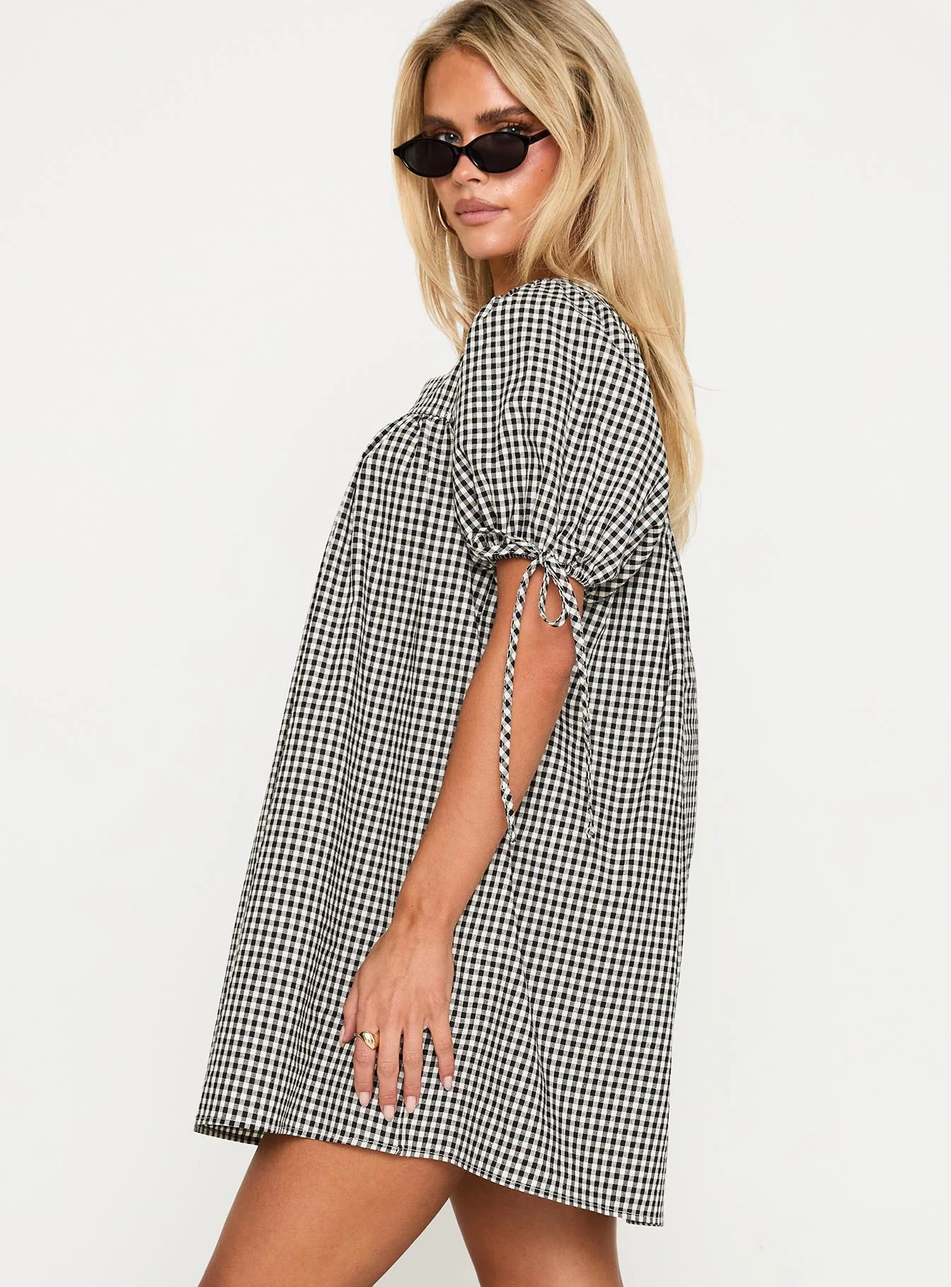 Lilibet Mini Dress Black Gingham - Image 3
