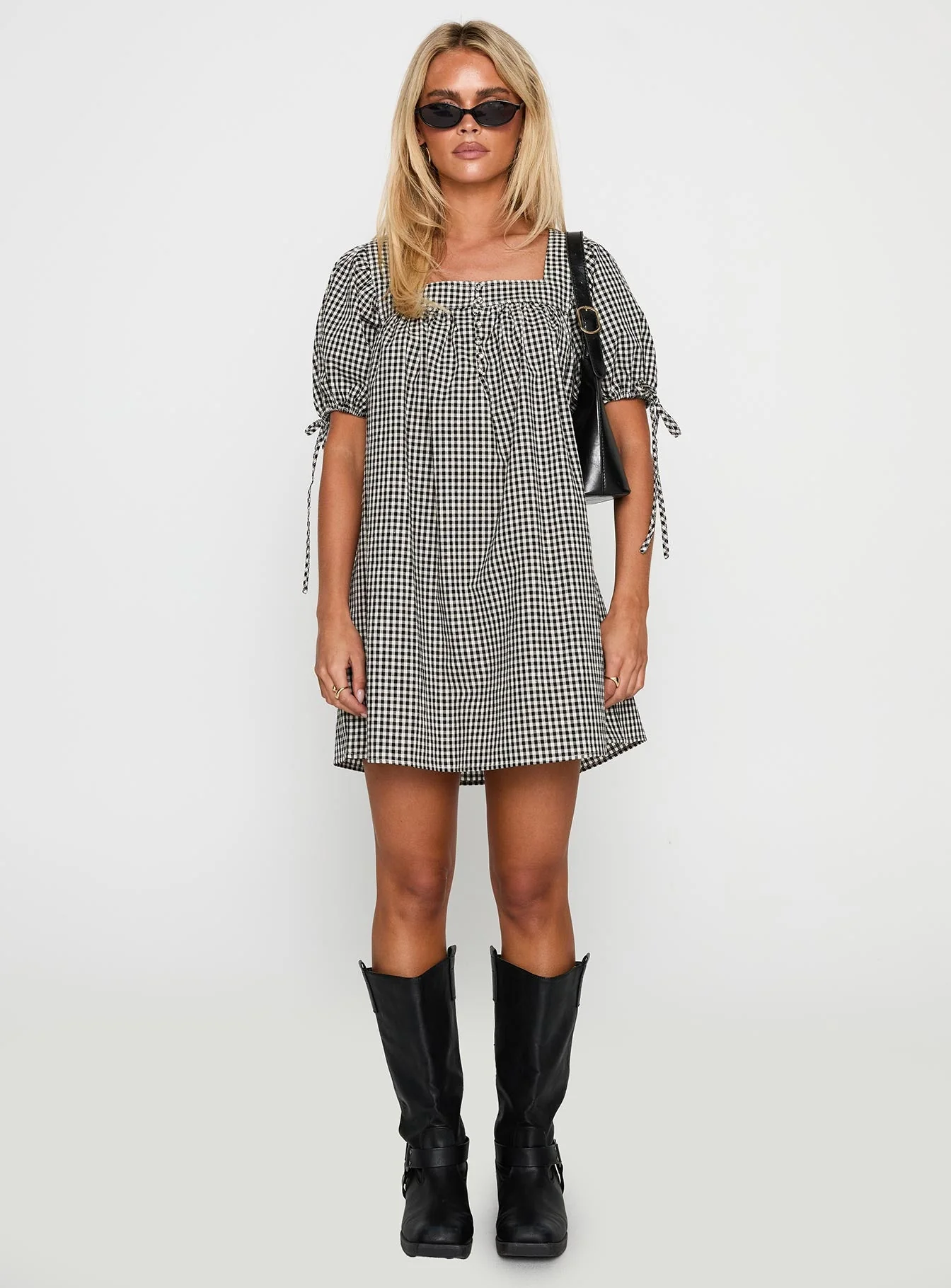 Lilibet Mini Dress Black Gingham - Image 6