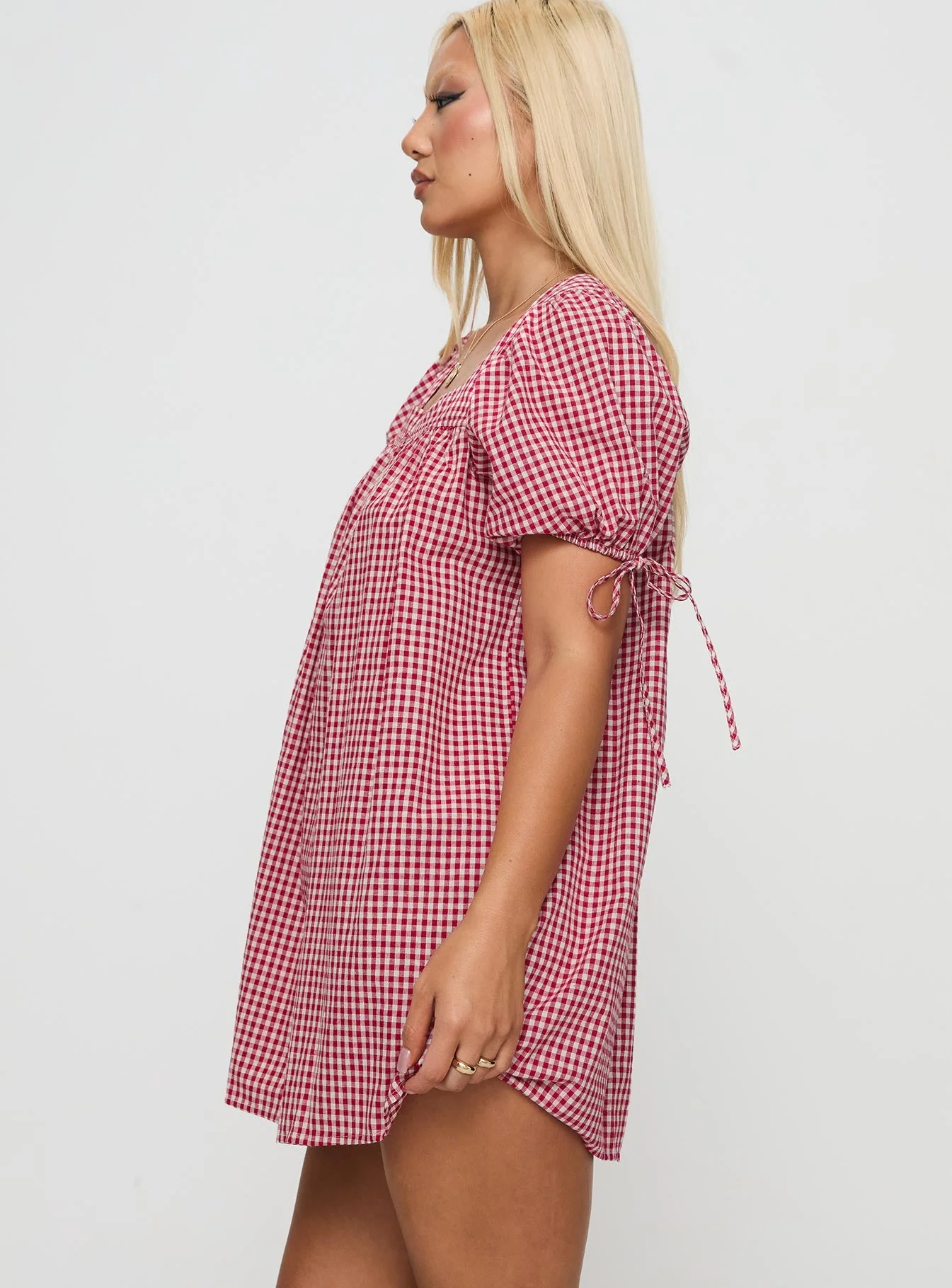 Lilibet Mini Dress Red Gingham - Image 4