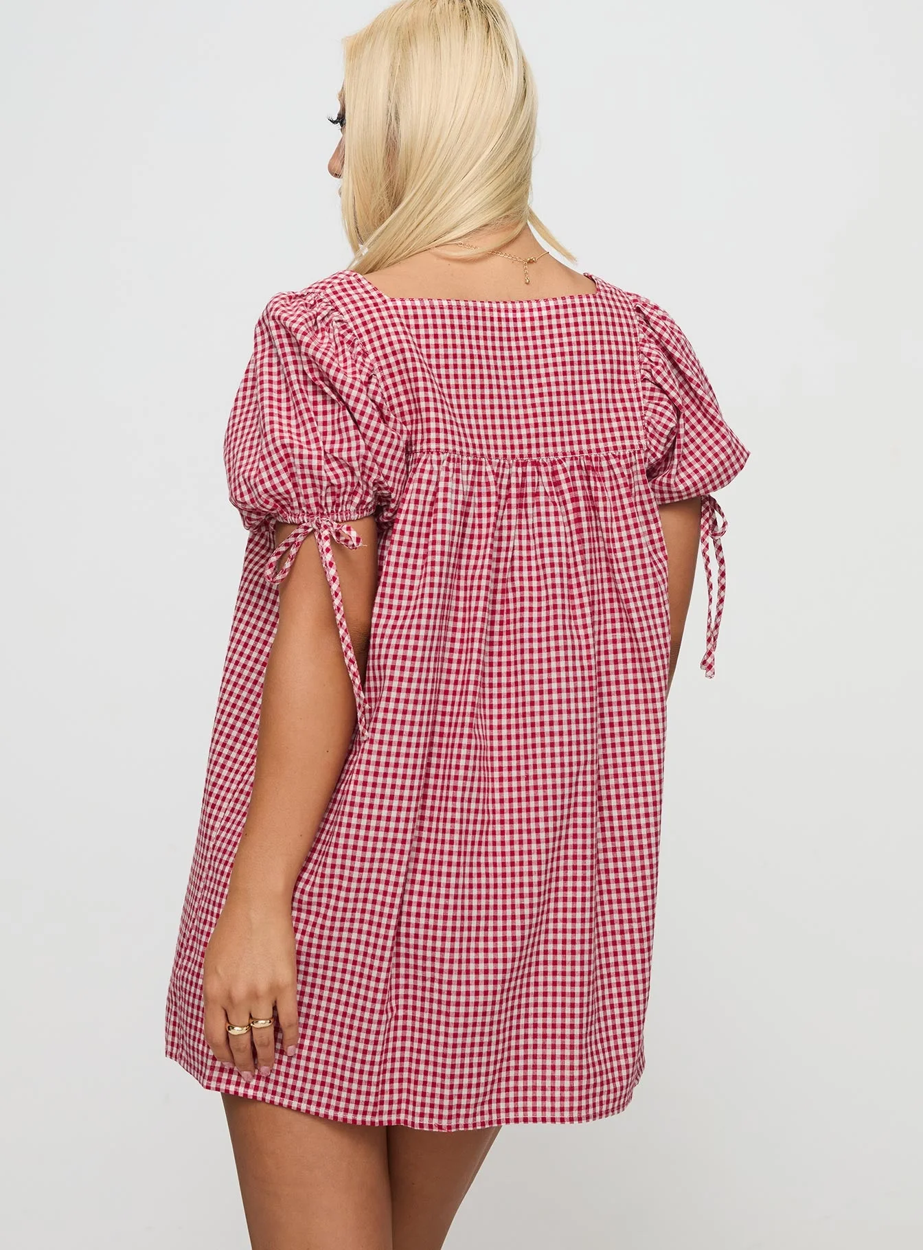 Lilibet Mini Dress Red Gingham - Image 5