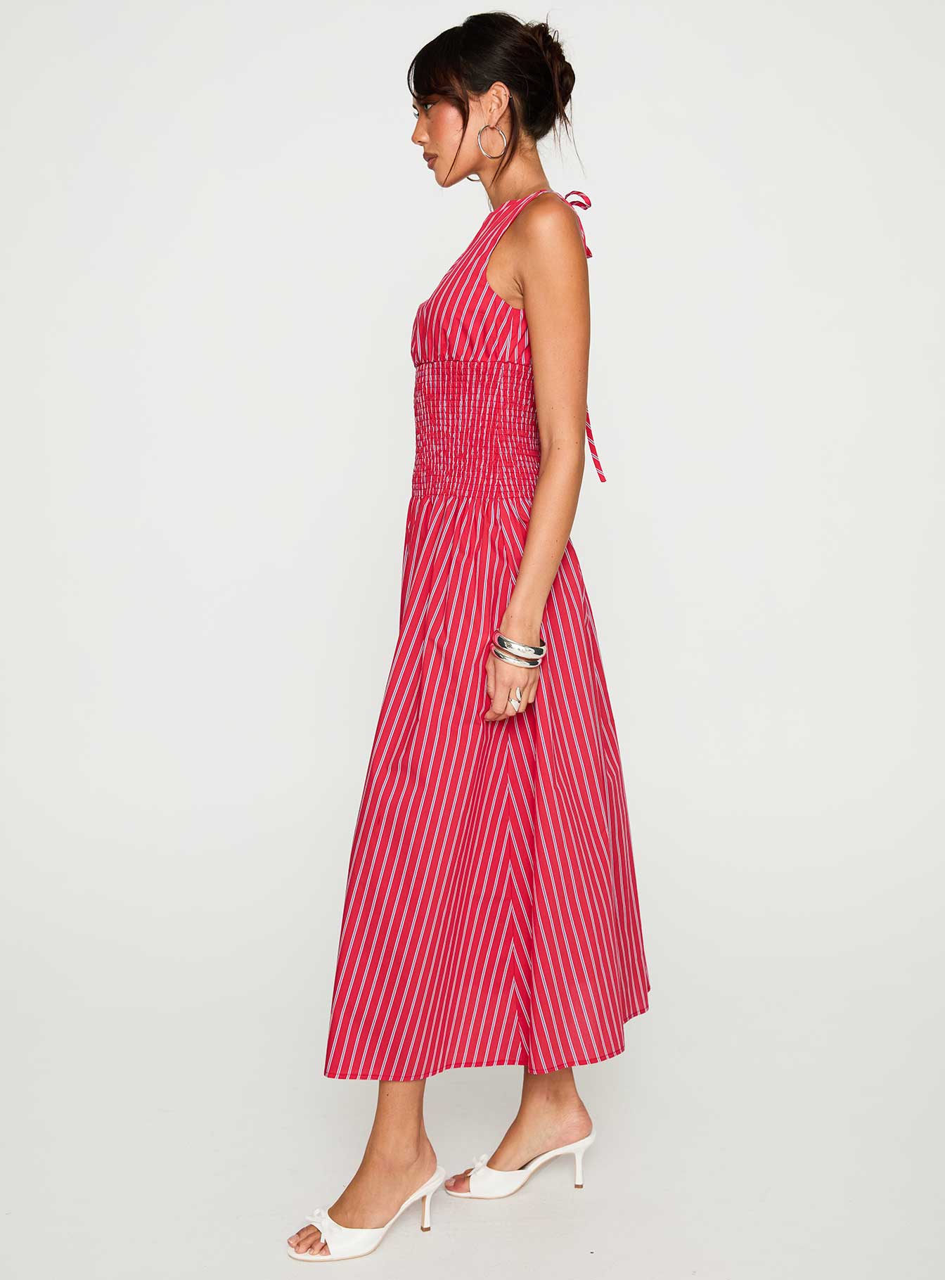 Lilienne Cotton Poplin Maxi Dress Red Stripe - Image 4