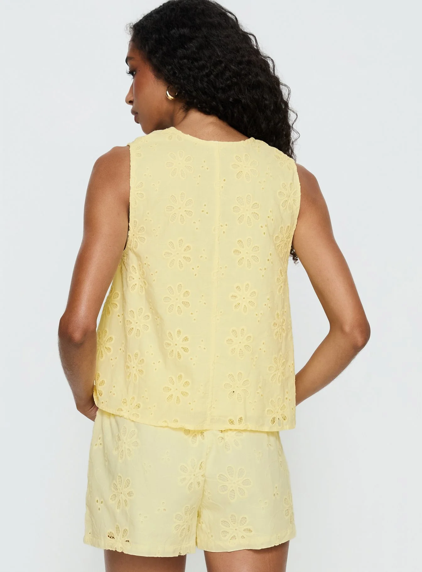 Lindey Embroidered Sleeveless Top Yellow - Image 4