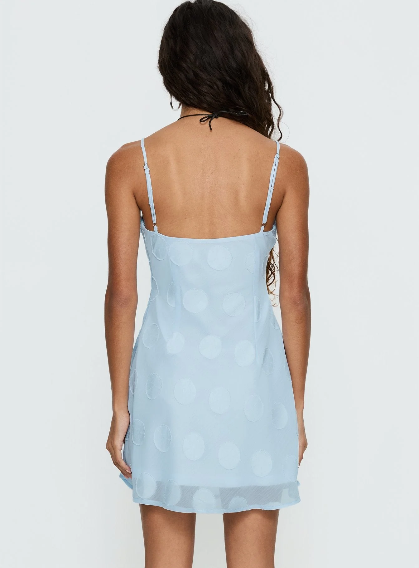 Lissie Scoop Mini Dress Blue Polka Dot - Image 5