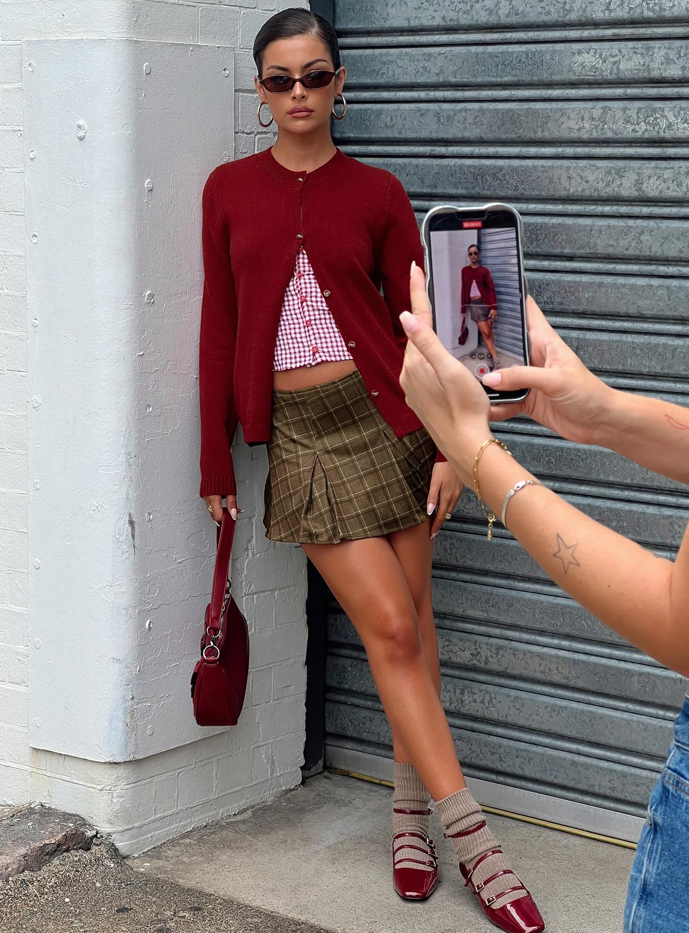 Little Bow Peep Mini Skirt Brown Check - Image 2