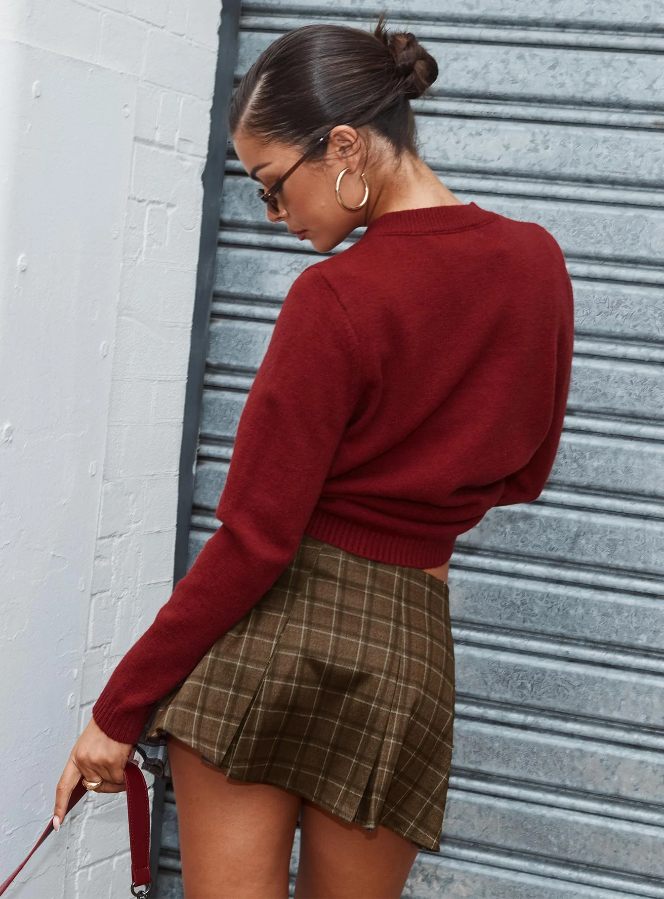 Little Bow Peep Mini Skirt Brown Check - Image 4