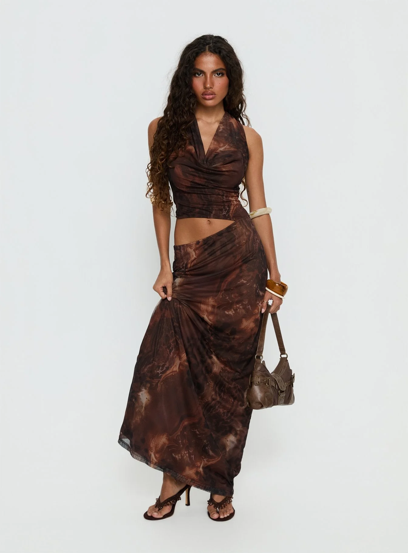 Livara Cowl Cut Out Maxi Dress Multi - Image 3