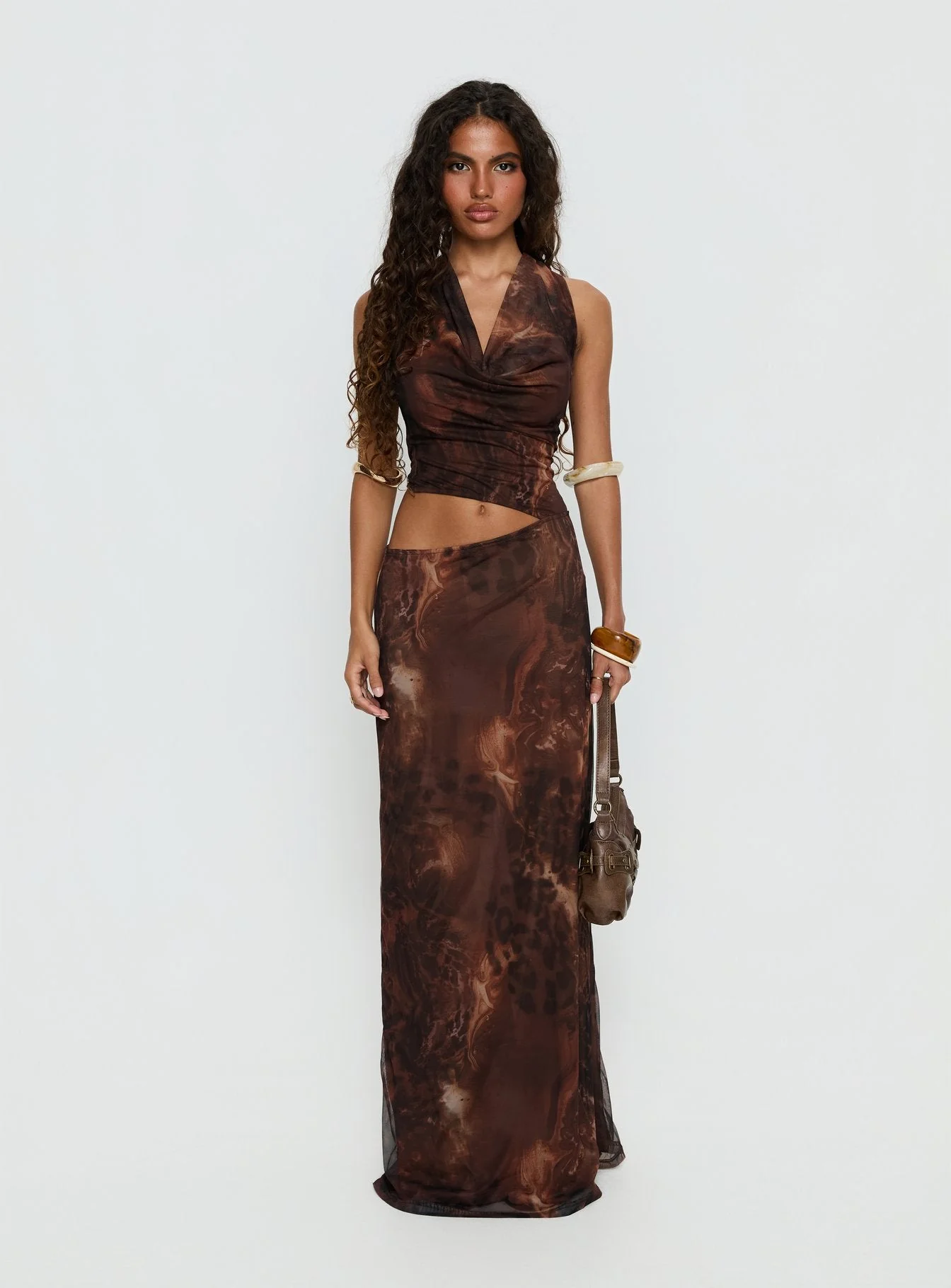 Livara Cowl Cut Out Maxi Dress Multi - Image 7
