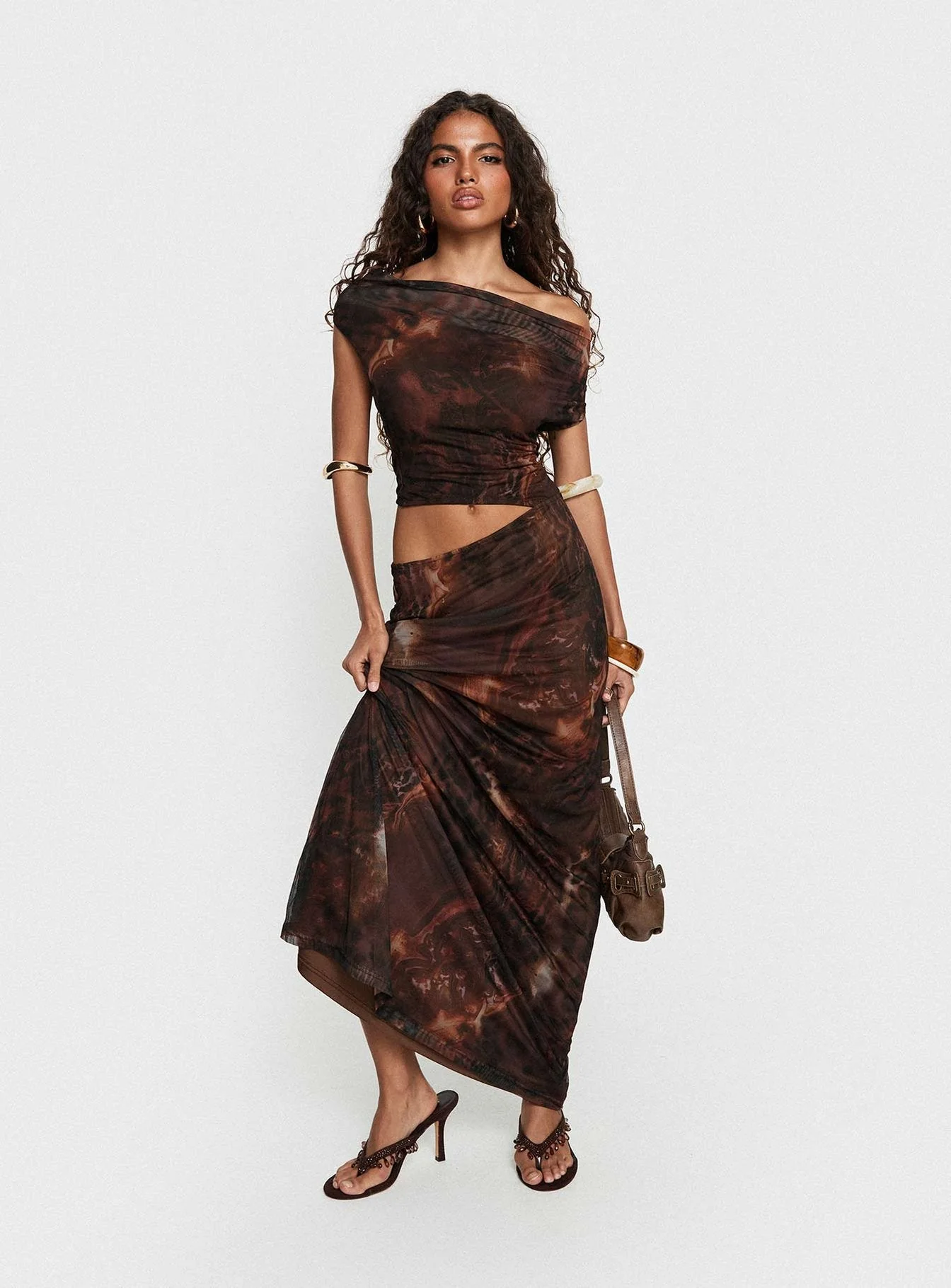 Livara Cowl Cut Out Maxi Dress Multi - Image 9