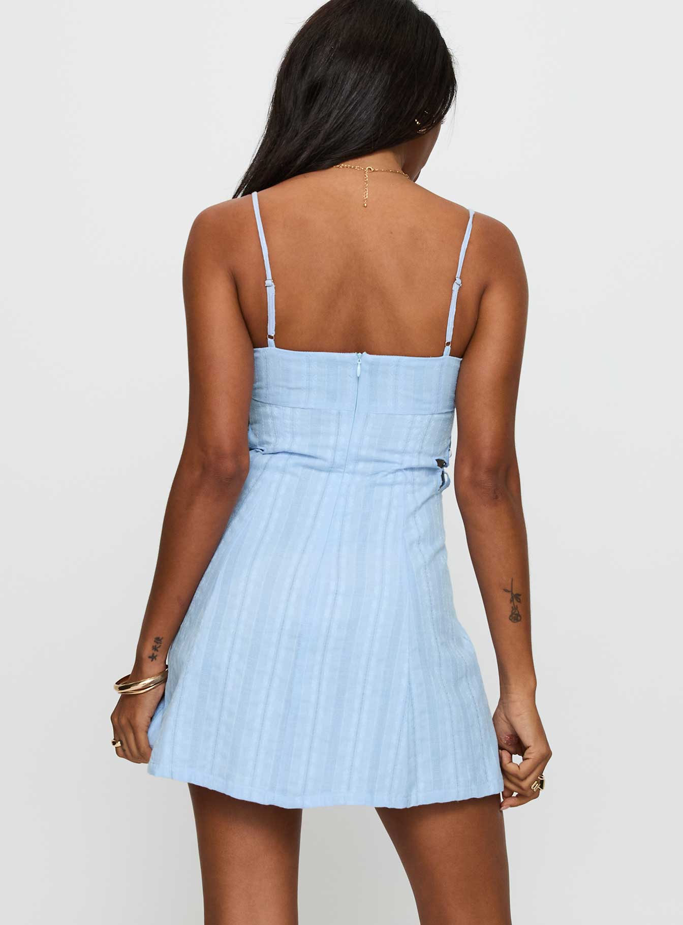 Living Easy Cut Out Mini Dress Blue - Image 5