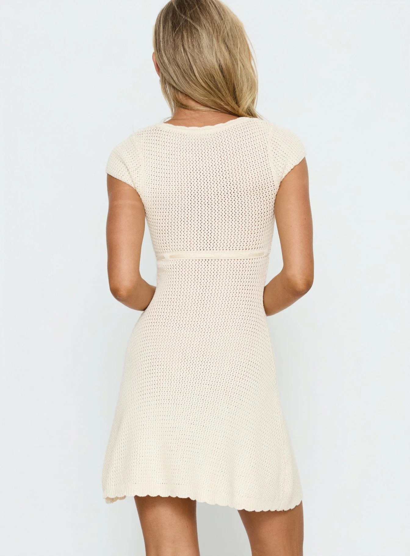 Lolaia Crochet Mini Dress Cream - Image 5