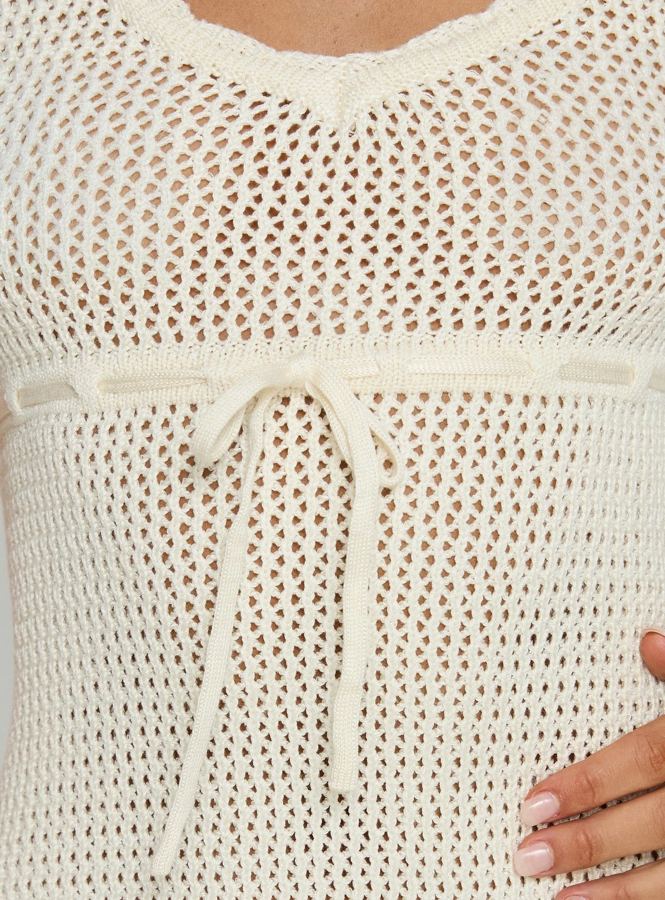 Lolaia Crochet Mini Dress Cream - Image 6