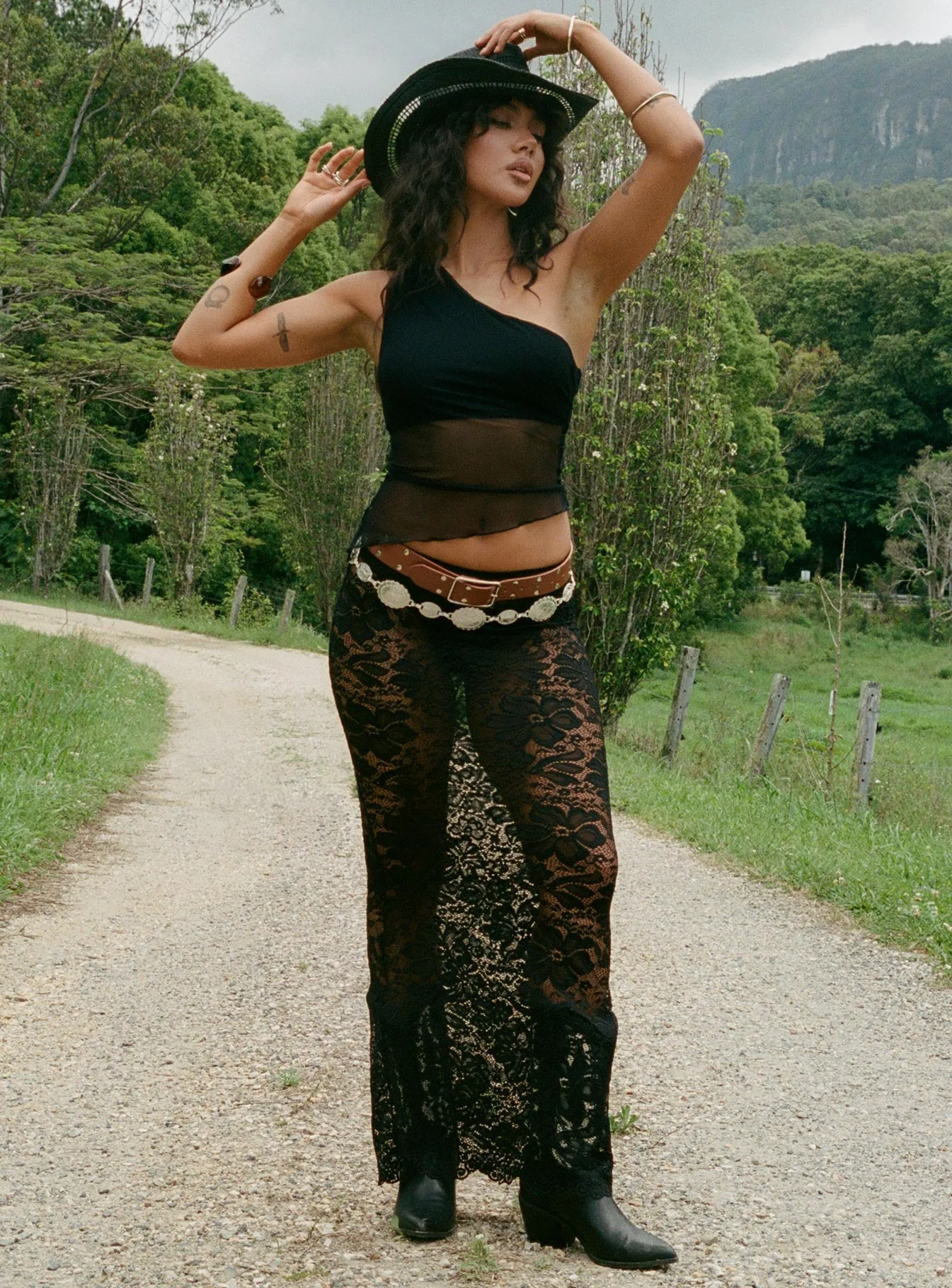 Lombardio Lace Maxi Skirt Black - Image 9