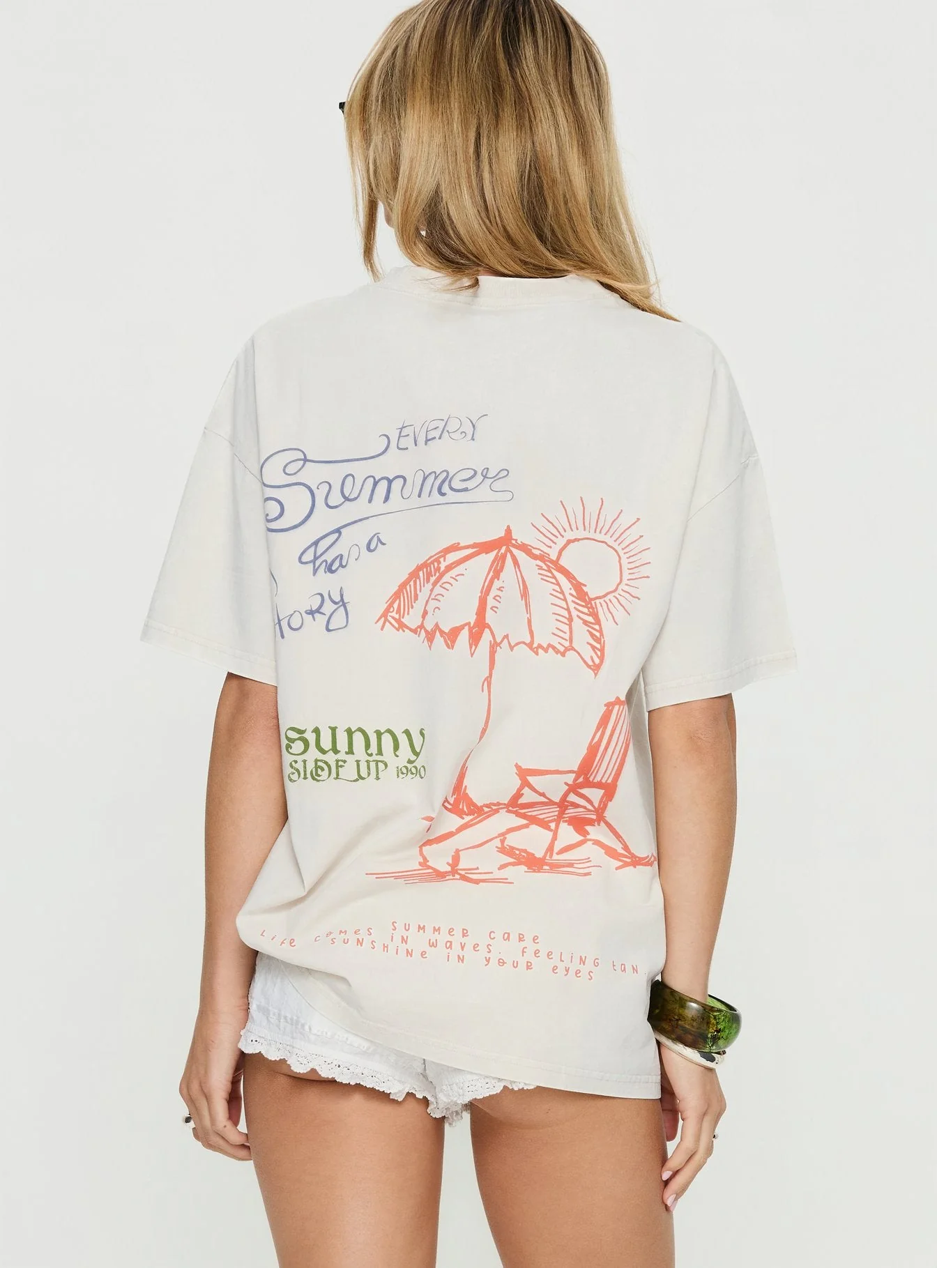 Long Beach Oversized Graphic Top Cream - Image 5