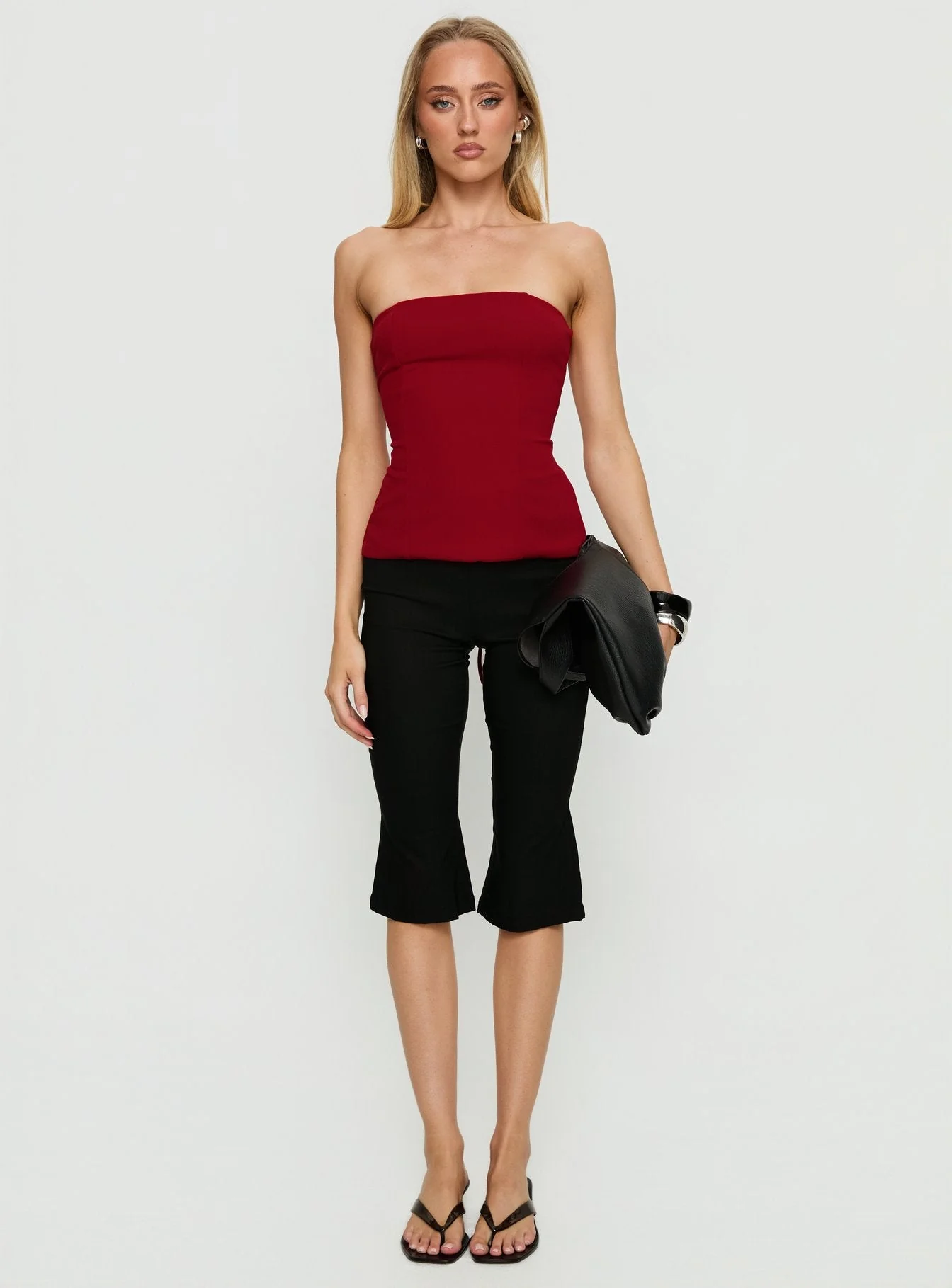 Loreto Strapless Tie Back Top Red - Image 7