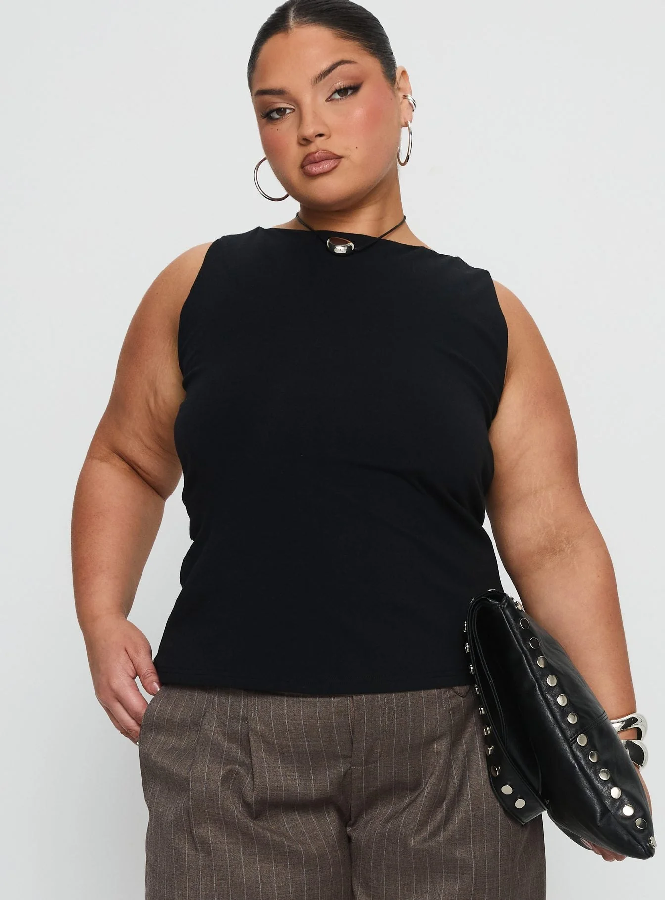 Lose Your Number High Neck Top Black Curve - Image 2