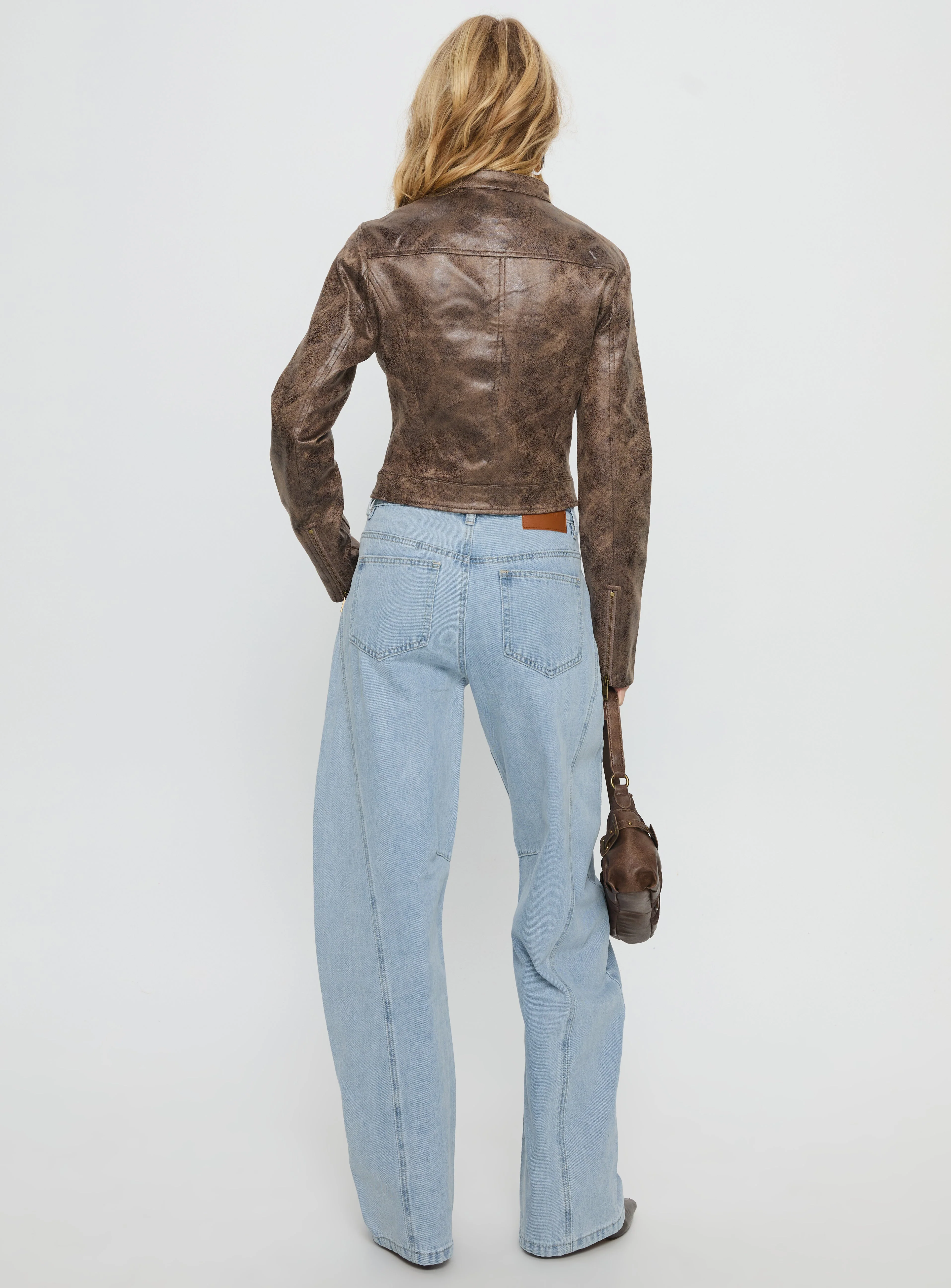 Lost Track Mid Rise Barrel Leg Jeans Ice Wash - Image 5