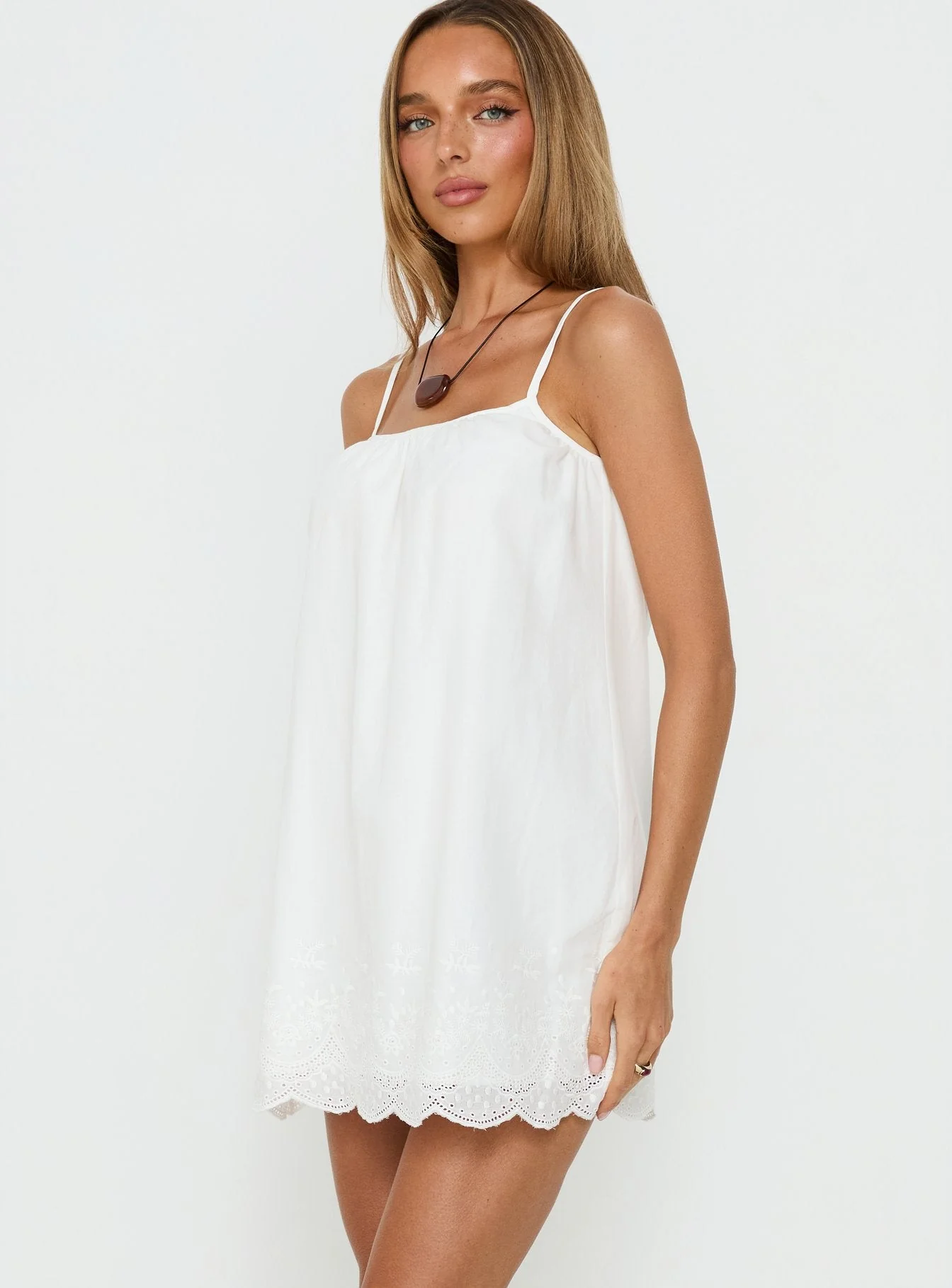 Louanna Embroidered Mini Dress White - Image 4