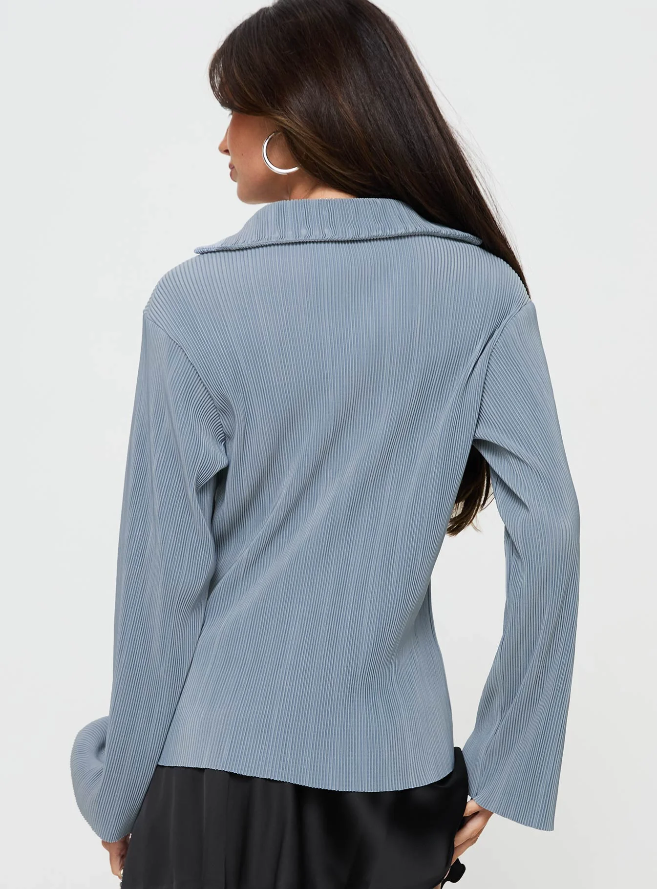 Louie Pleated Shirt Blue - Image 5