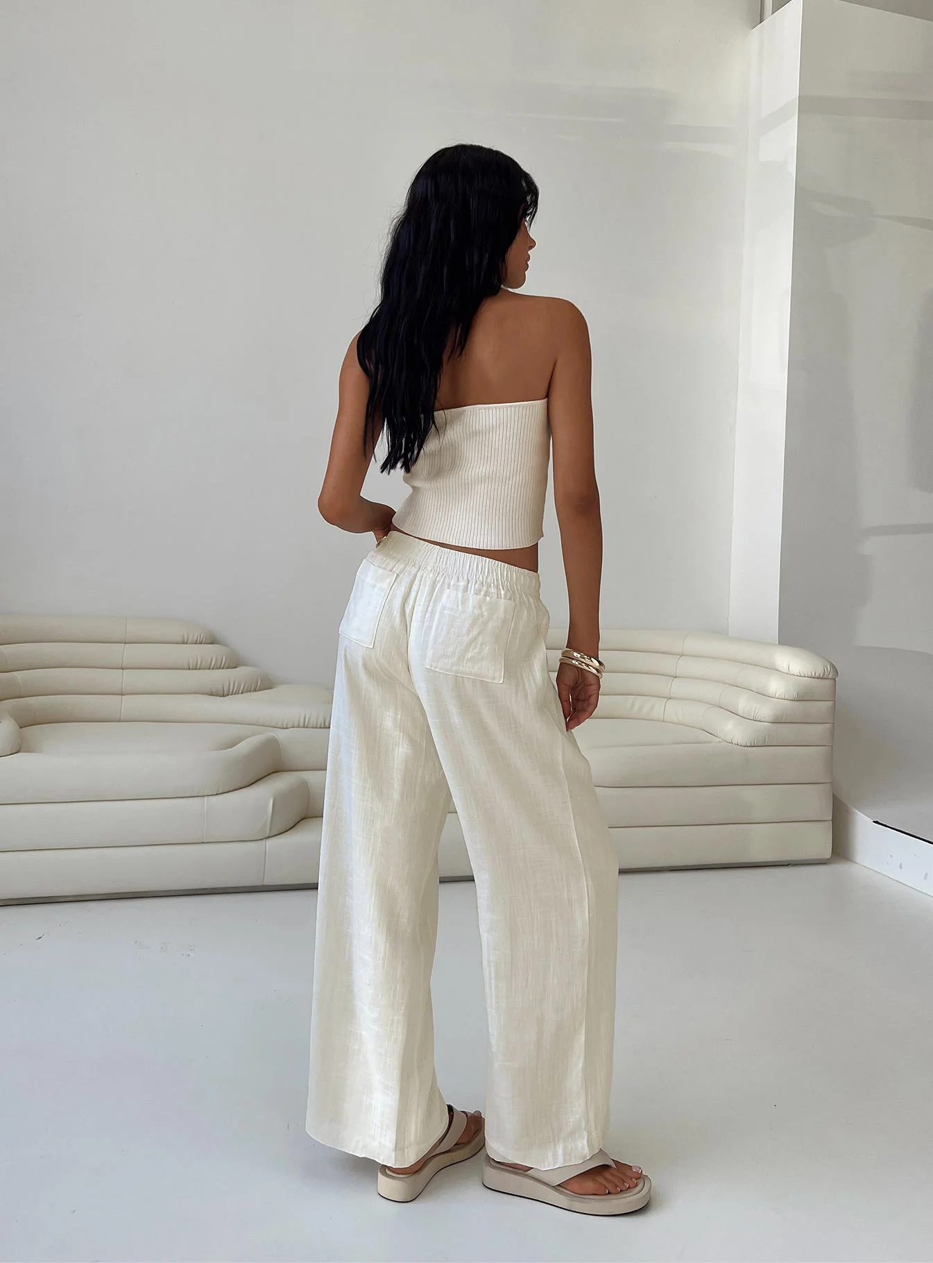 Louis Linen Blend Pants Off White - Image 3