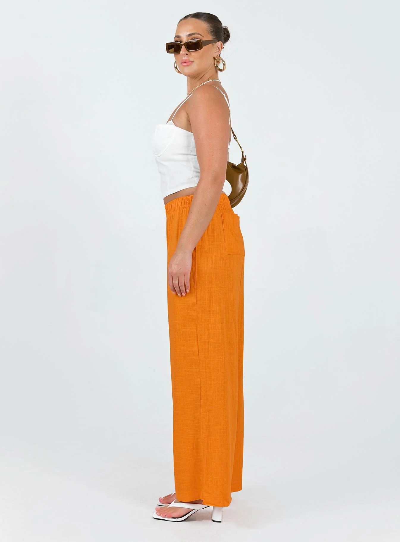 Louis Linen Blend Pants Orange - Image 4