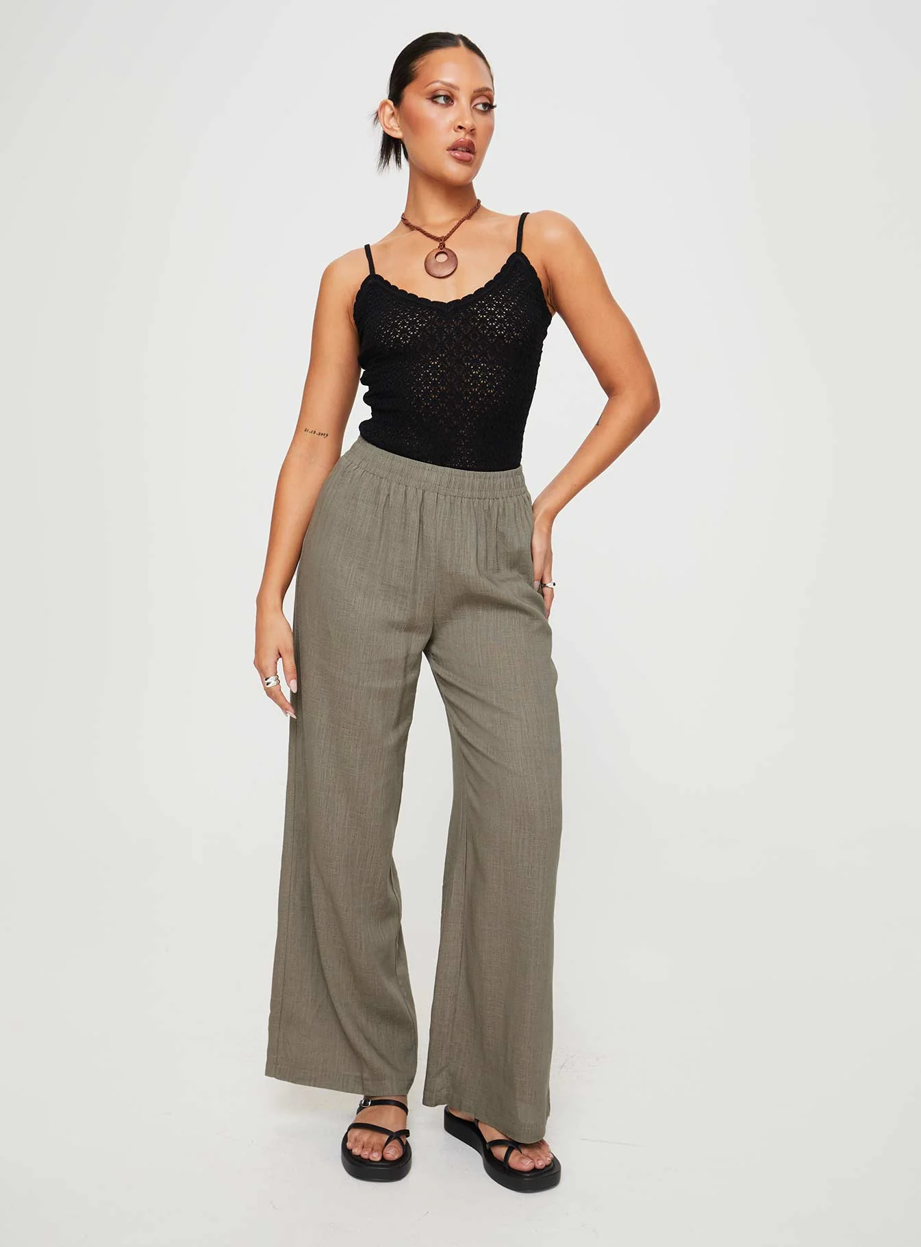 Louis Linen Blend Pants Sage - Image 3