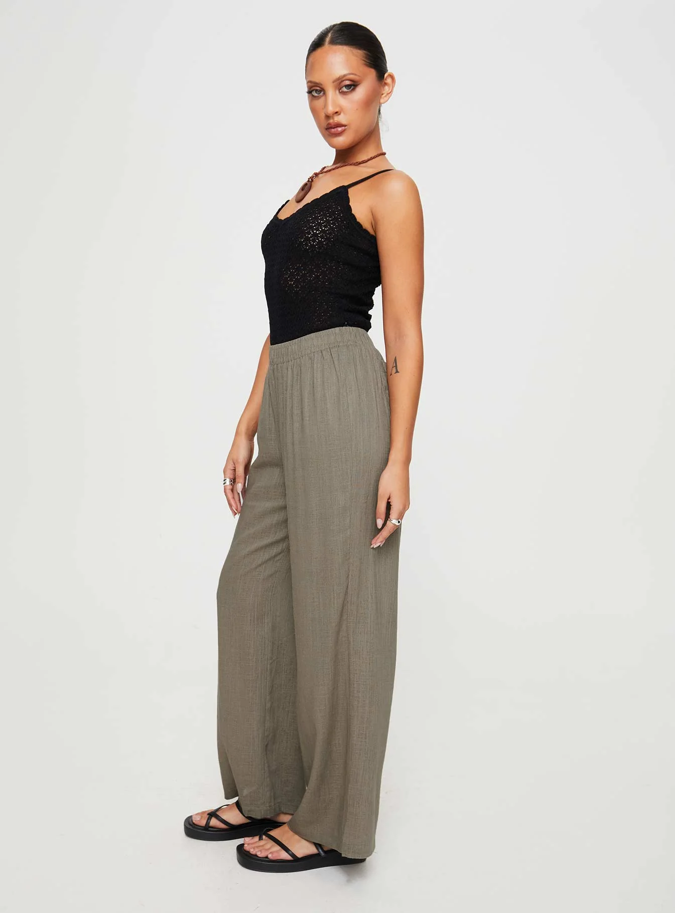 Louis Linen Blend Pants Sage - Image 4