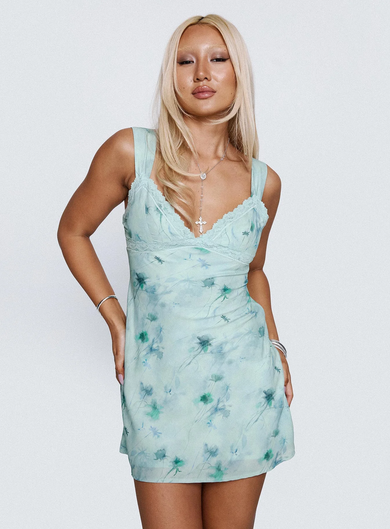 Love Beckons Mini Dress Blue Floral - Image 8