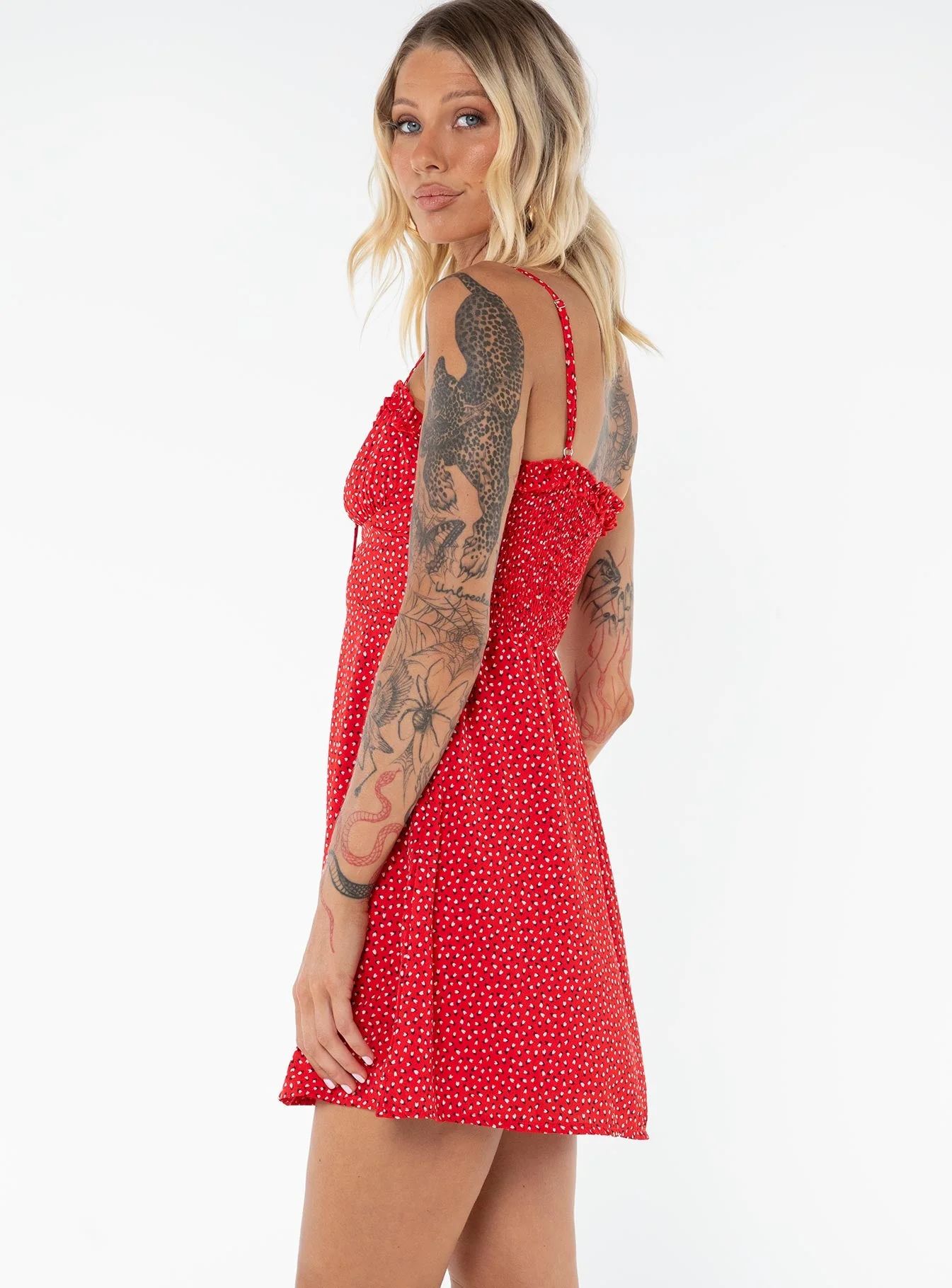 Love Birds Mini Dress Red Tall - Image 4