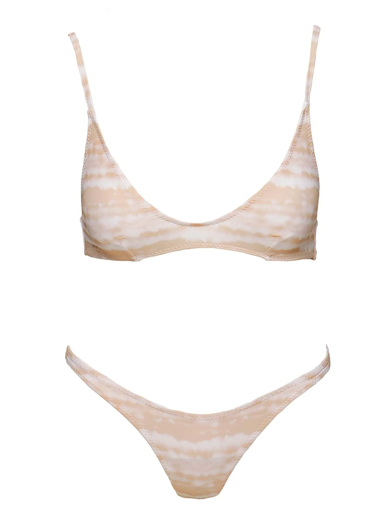 Love Letters High Cut Cheeky Bikini Bottoms Beige Tie Dye - Image 5
