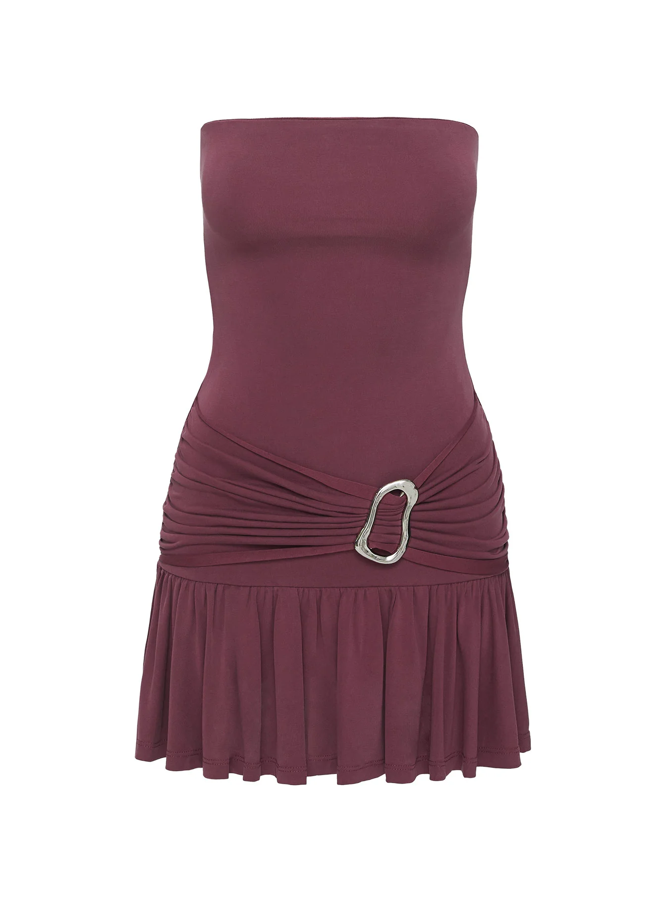 Love Lingers Strapless Mini Dress Burgundy Petite - Image 5