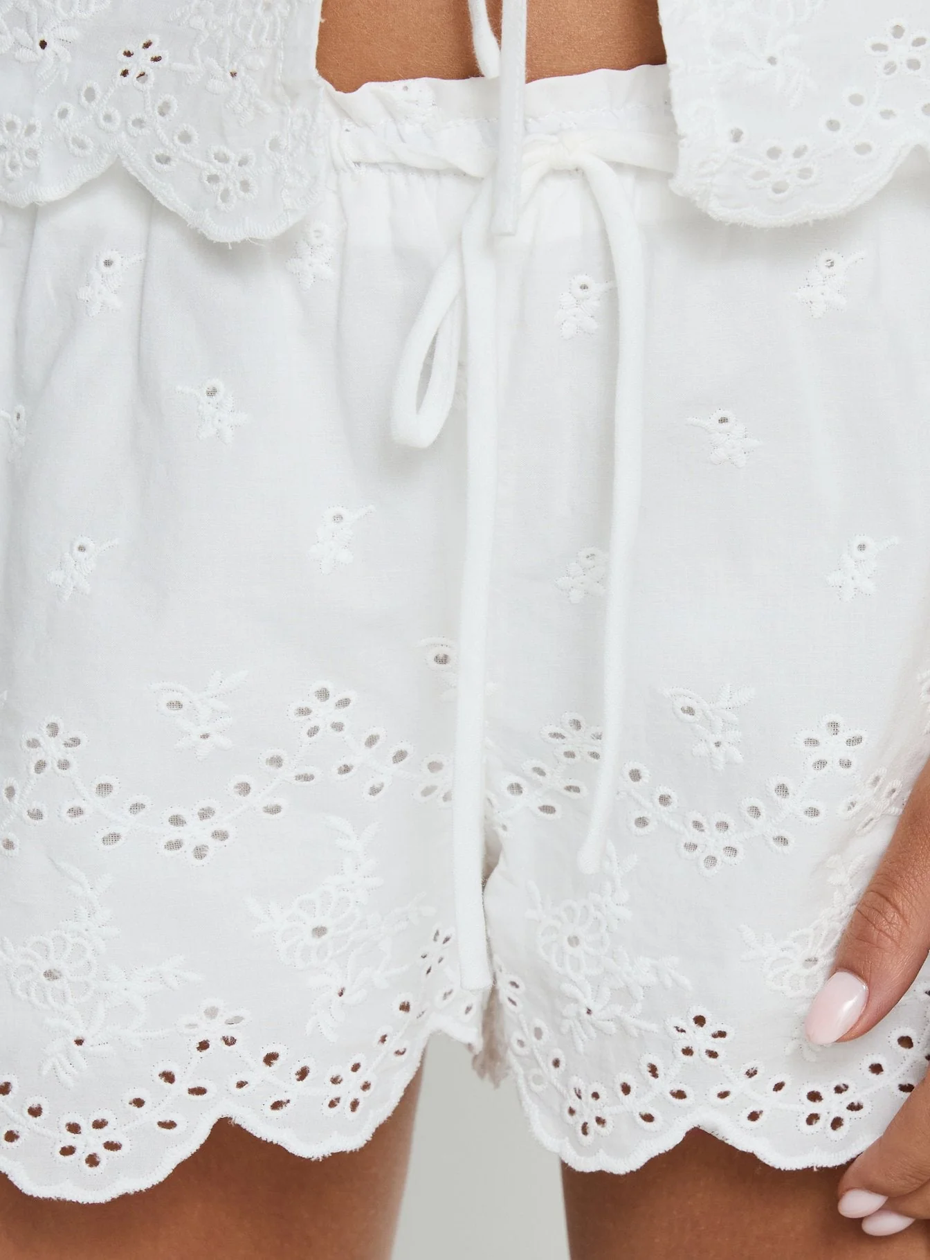 Love of Mine Anglaise Sleep Shorts White - Image 6