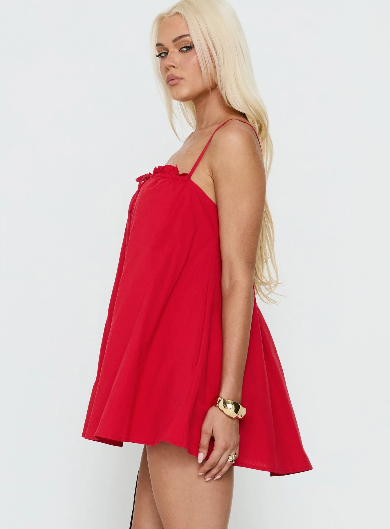 Loveless Strappy Babydoll Mini Dress Red - Image 3