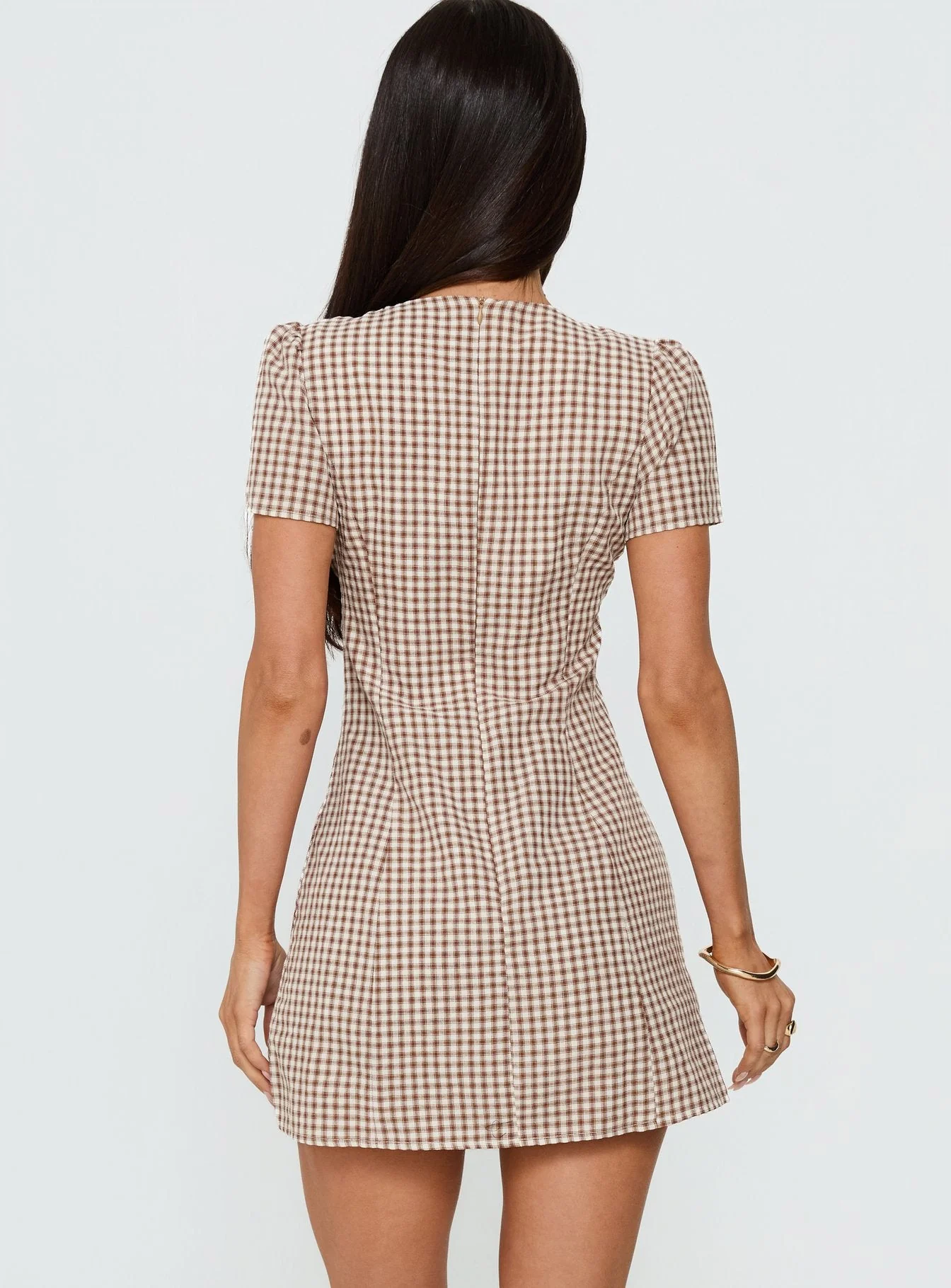 Loveliness Playsuit Brown Check - Image 5