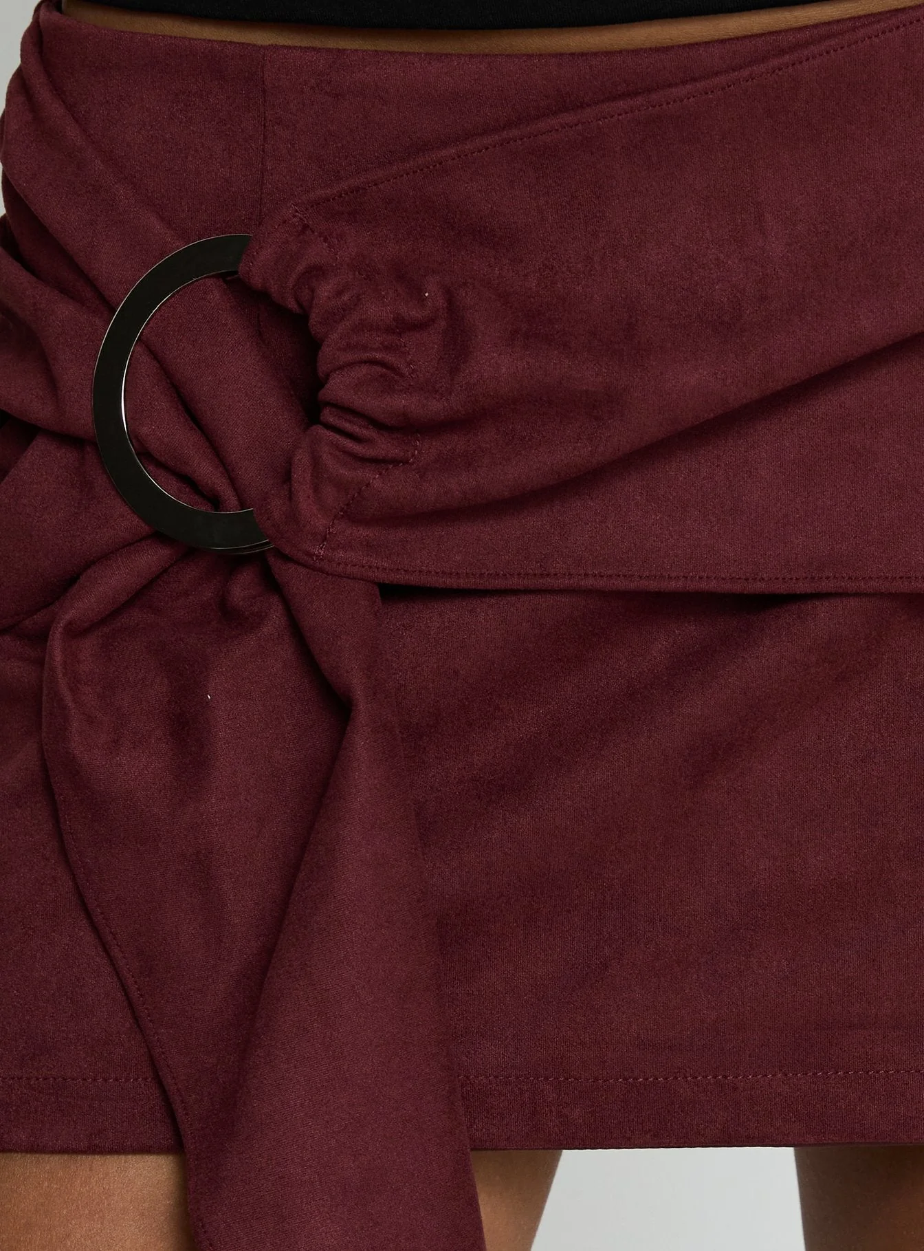 Lowretta Faux Suede Belt Mini Skirt Burgundy - Image 6