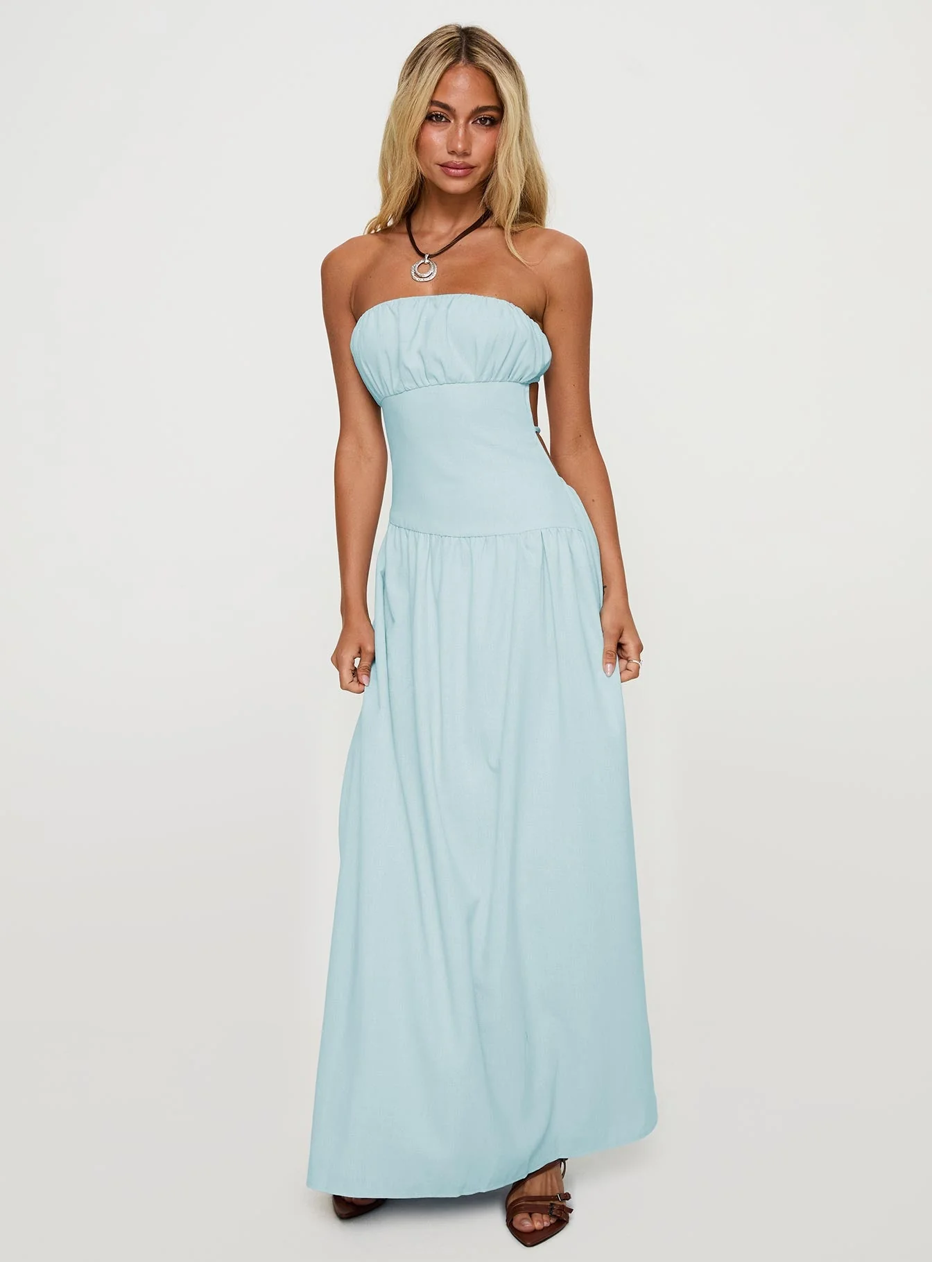 Luabelle Strapless Maxi Dress Blue - Image 2