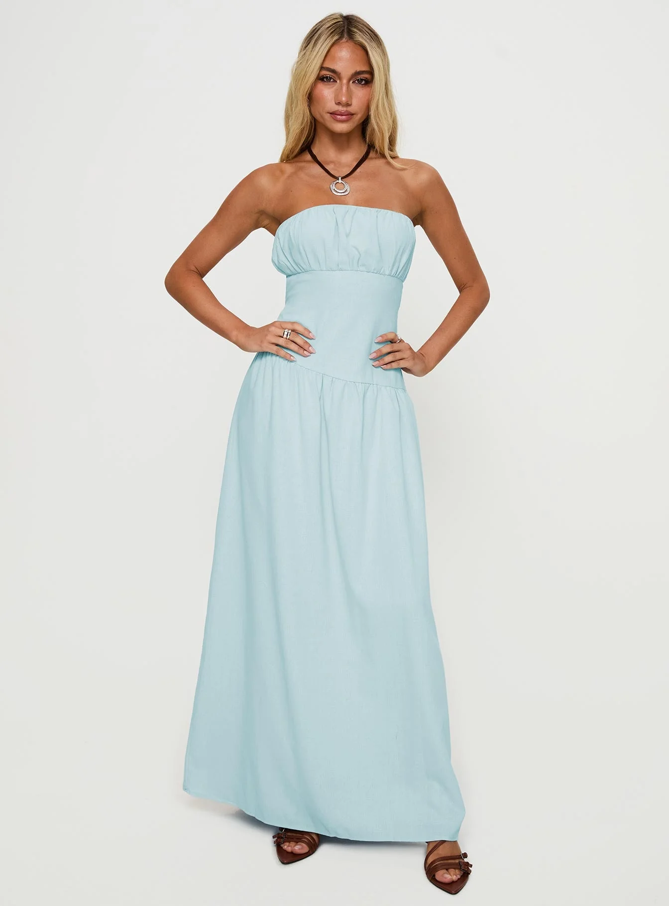 Luabelle Strapless Maxi Dress Blue - Image 3