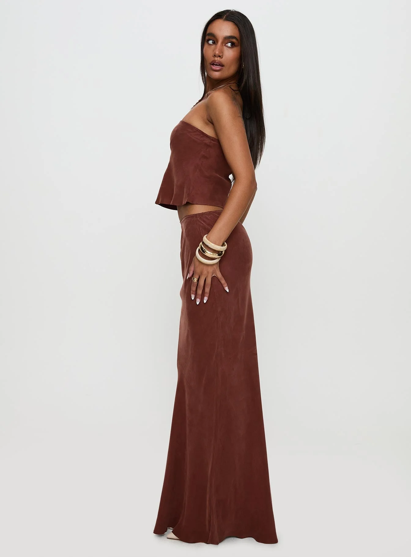 Lucelia Maxi Skirt Brown - Image 4