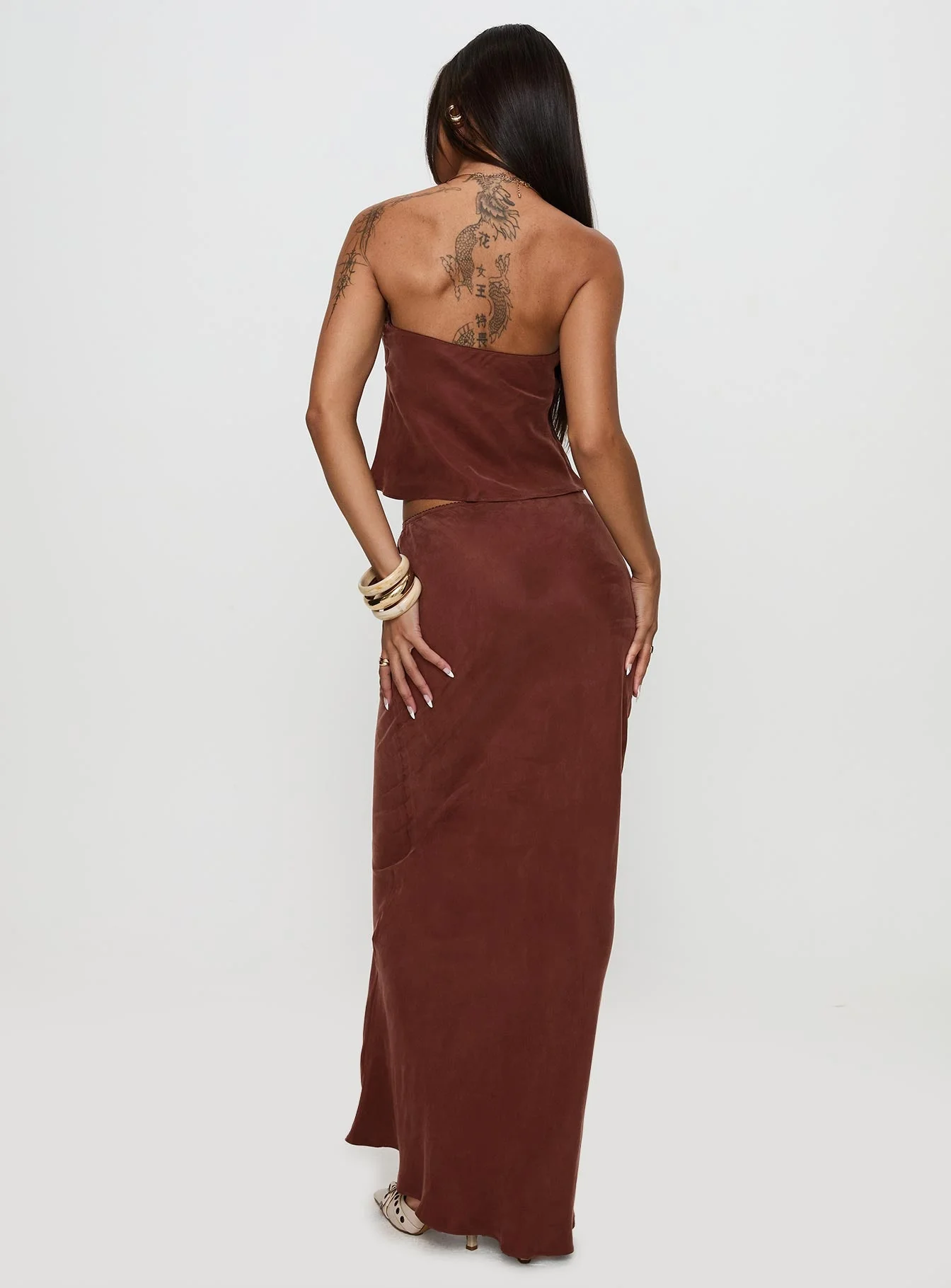 Lucelia Maxi Skirt Brown - Image 5