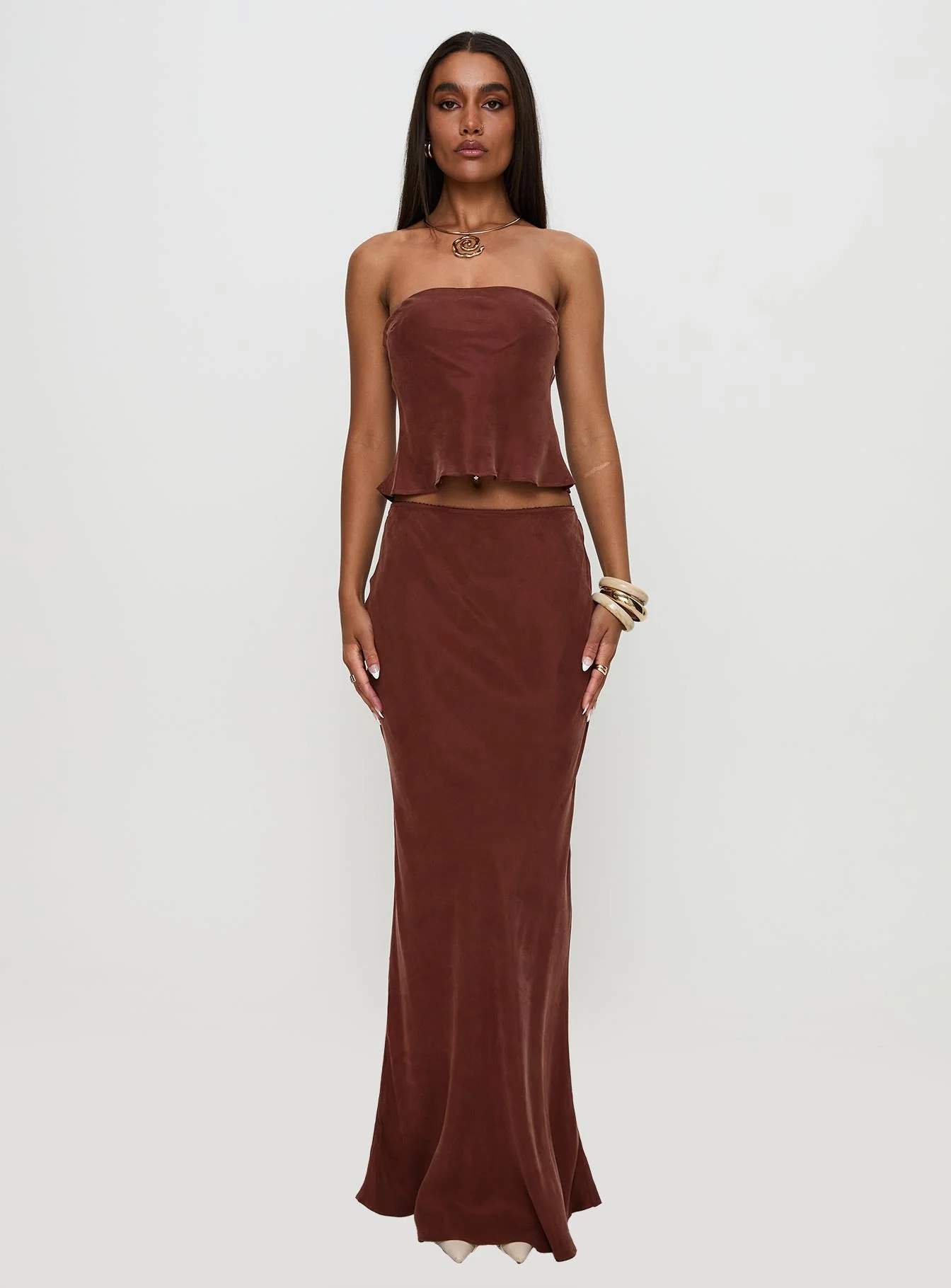 Lucelia Maxi Skirt Brown - Image 7
