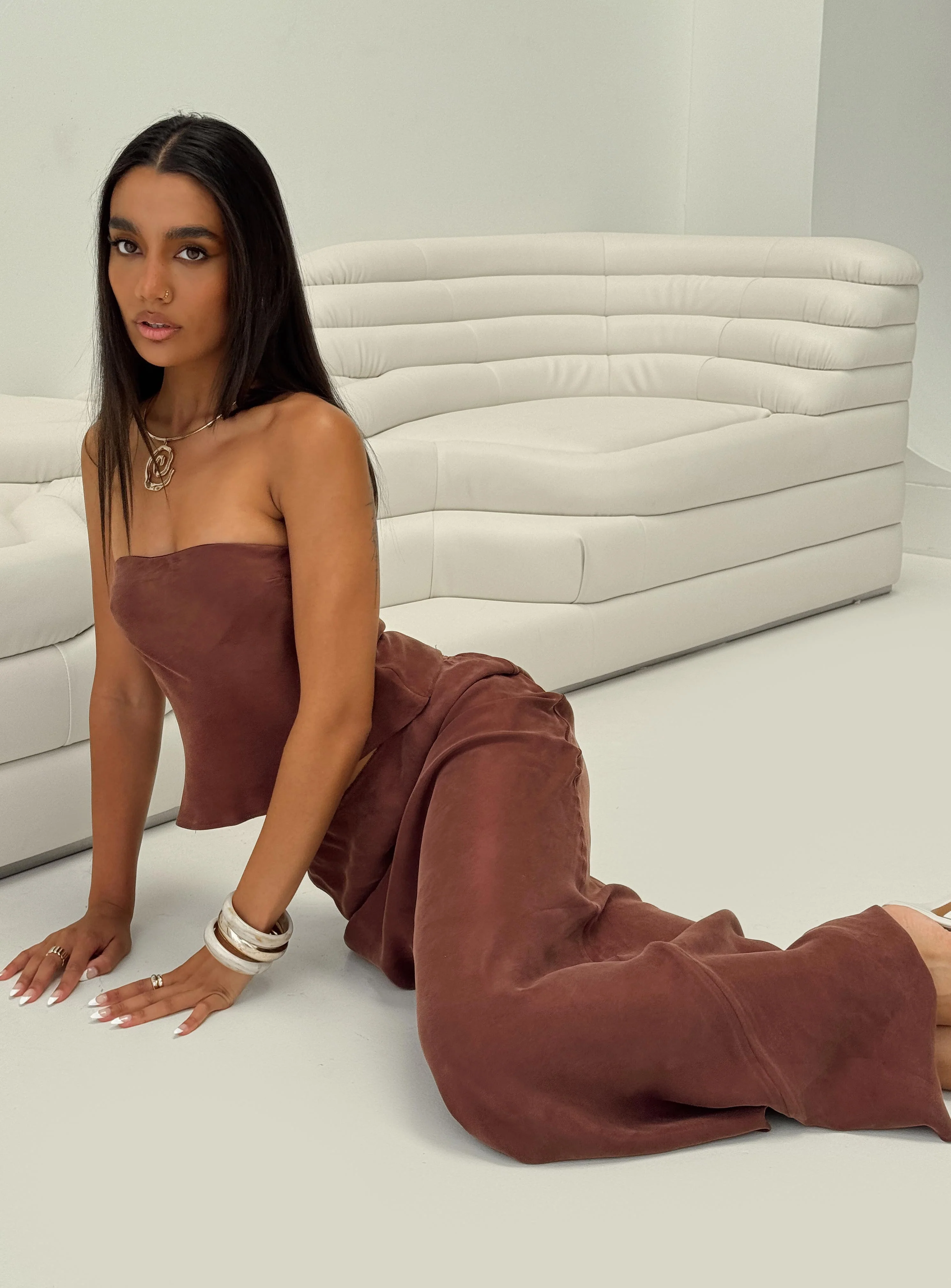 Lucelia Maxi Skirt Brown - Image 8