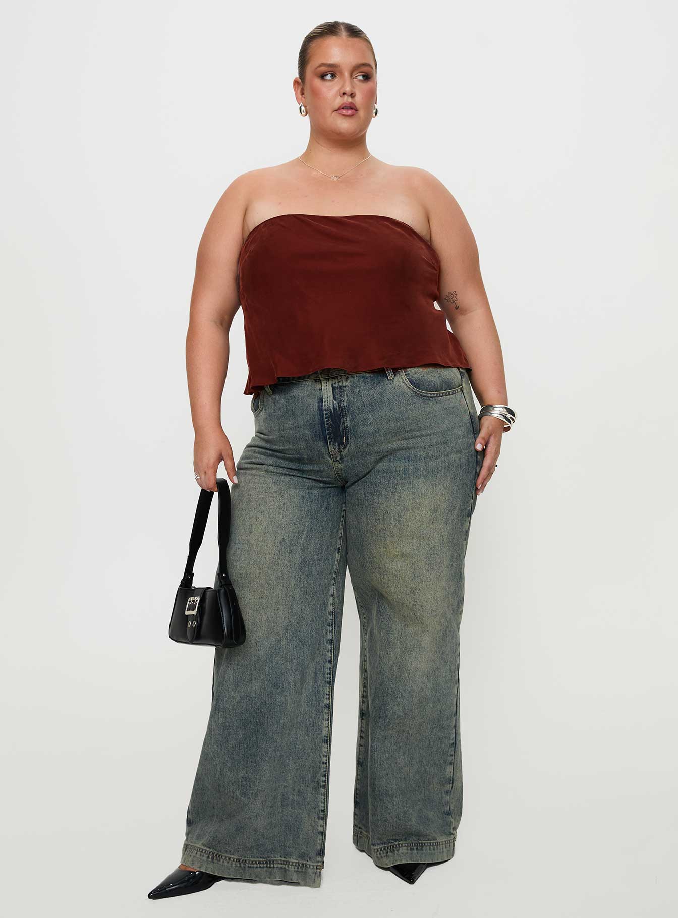 Lucelia Strapless Top Brown Curve - Image 3