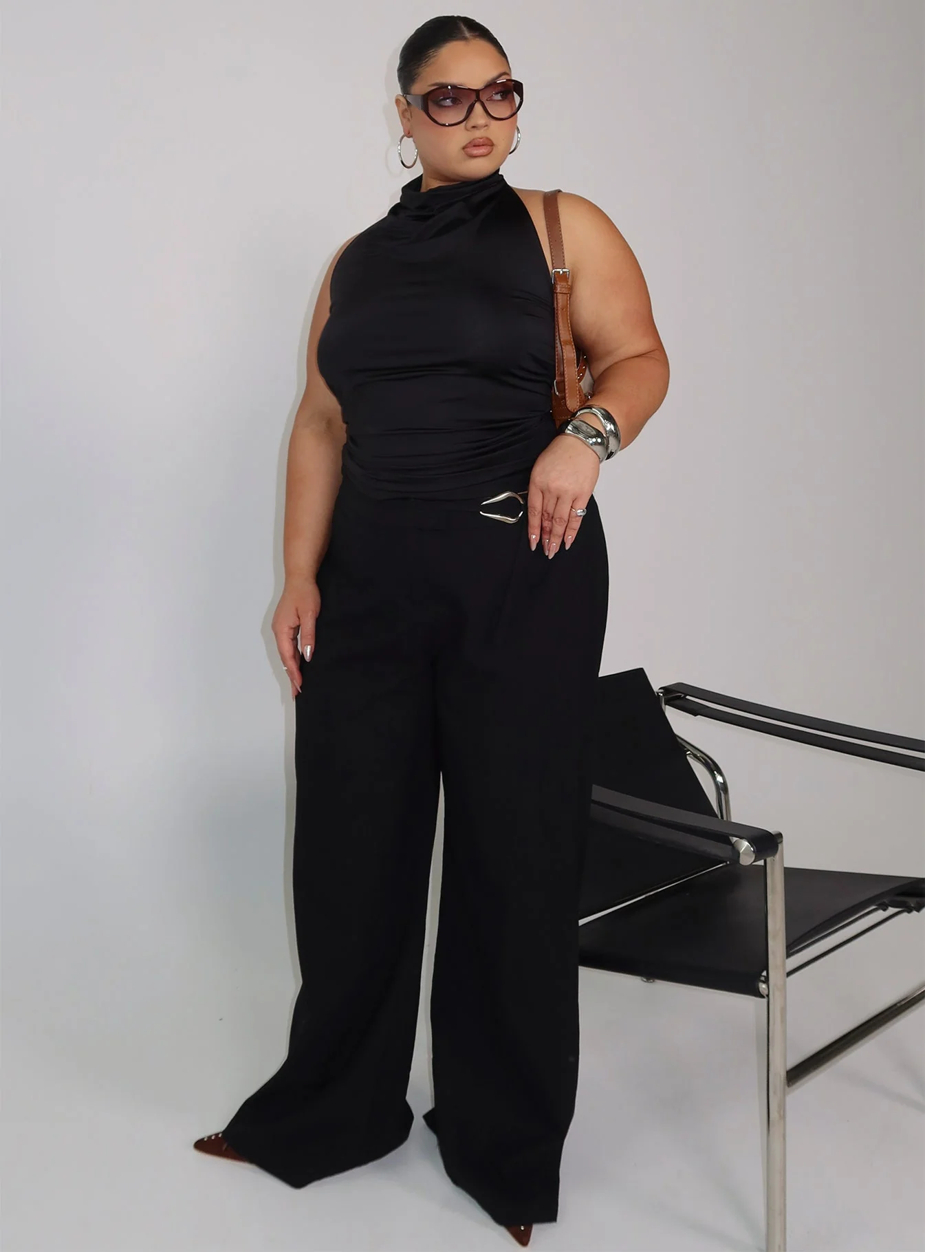 Lucetta Wide Leg Pant Black Curve