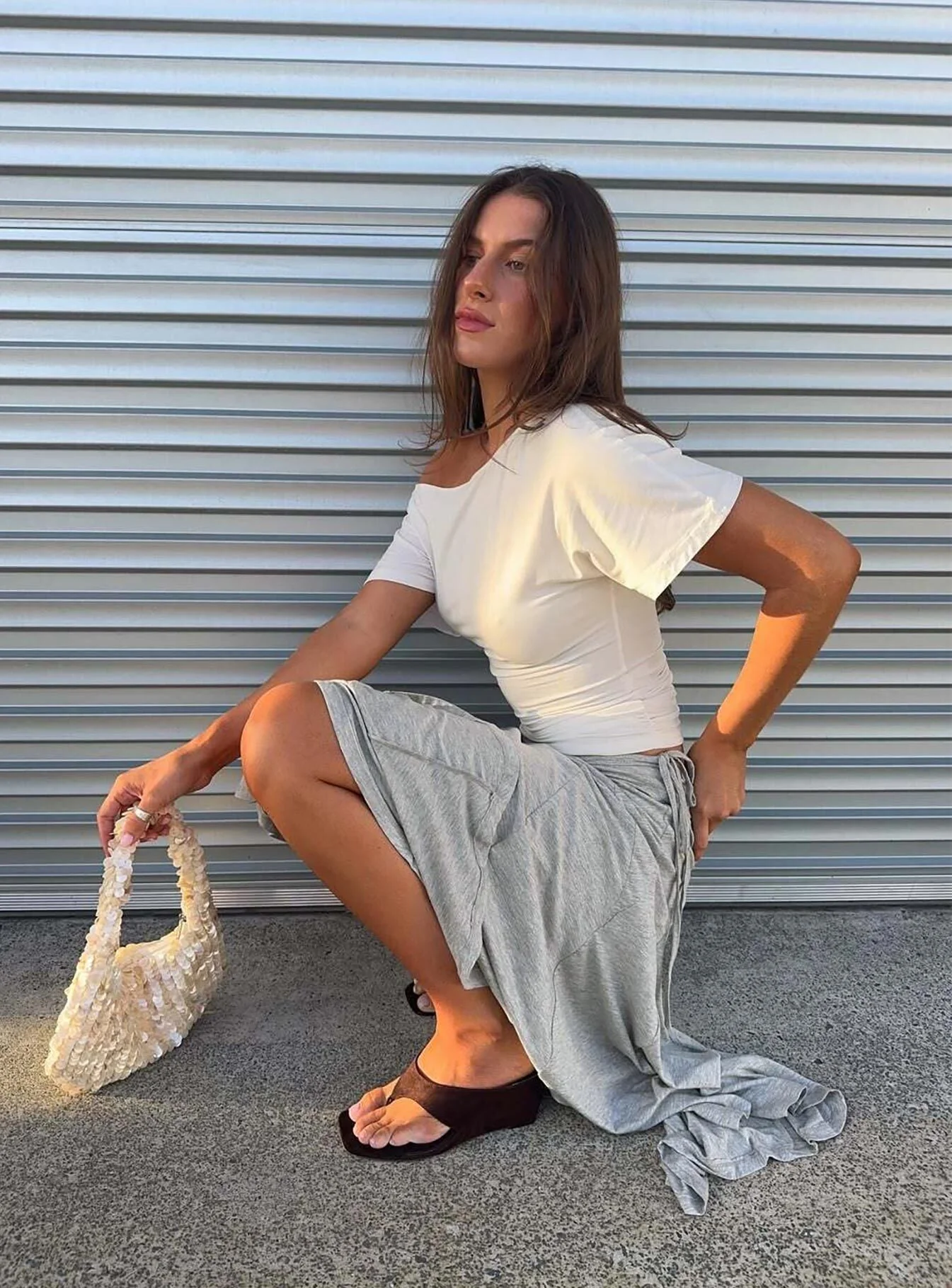 Luckiest Girl Off Shoulder Cinched Top Cream - Image 11