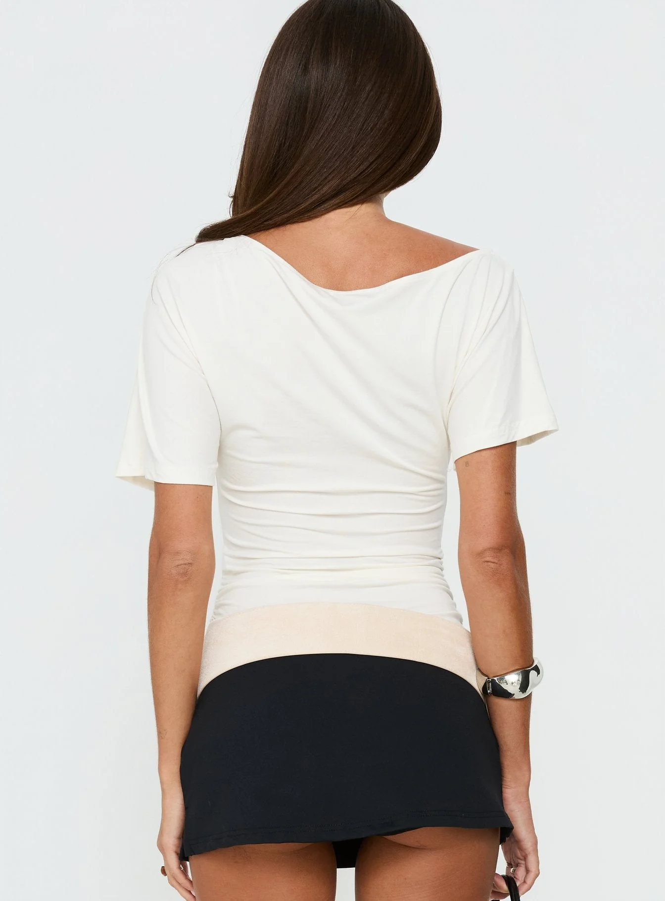 Luckiest Girl Off Shoulder Cinched Top Cream - Image 5