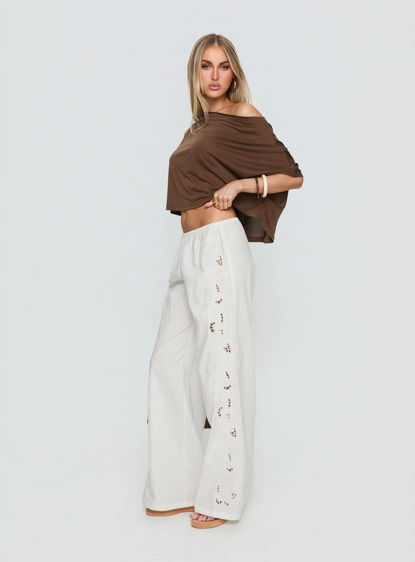 Lucky Spirit Lace Straight Leg Pant White - Image 4