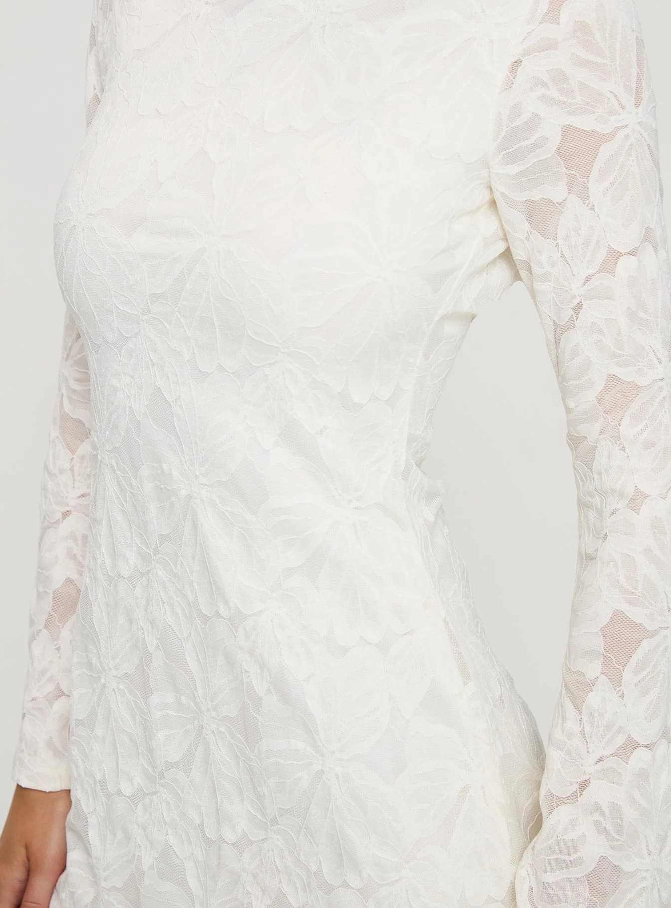 Lukea Lace Long Sleeve Mini Dress Cream - Image 6