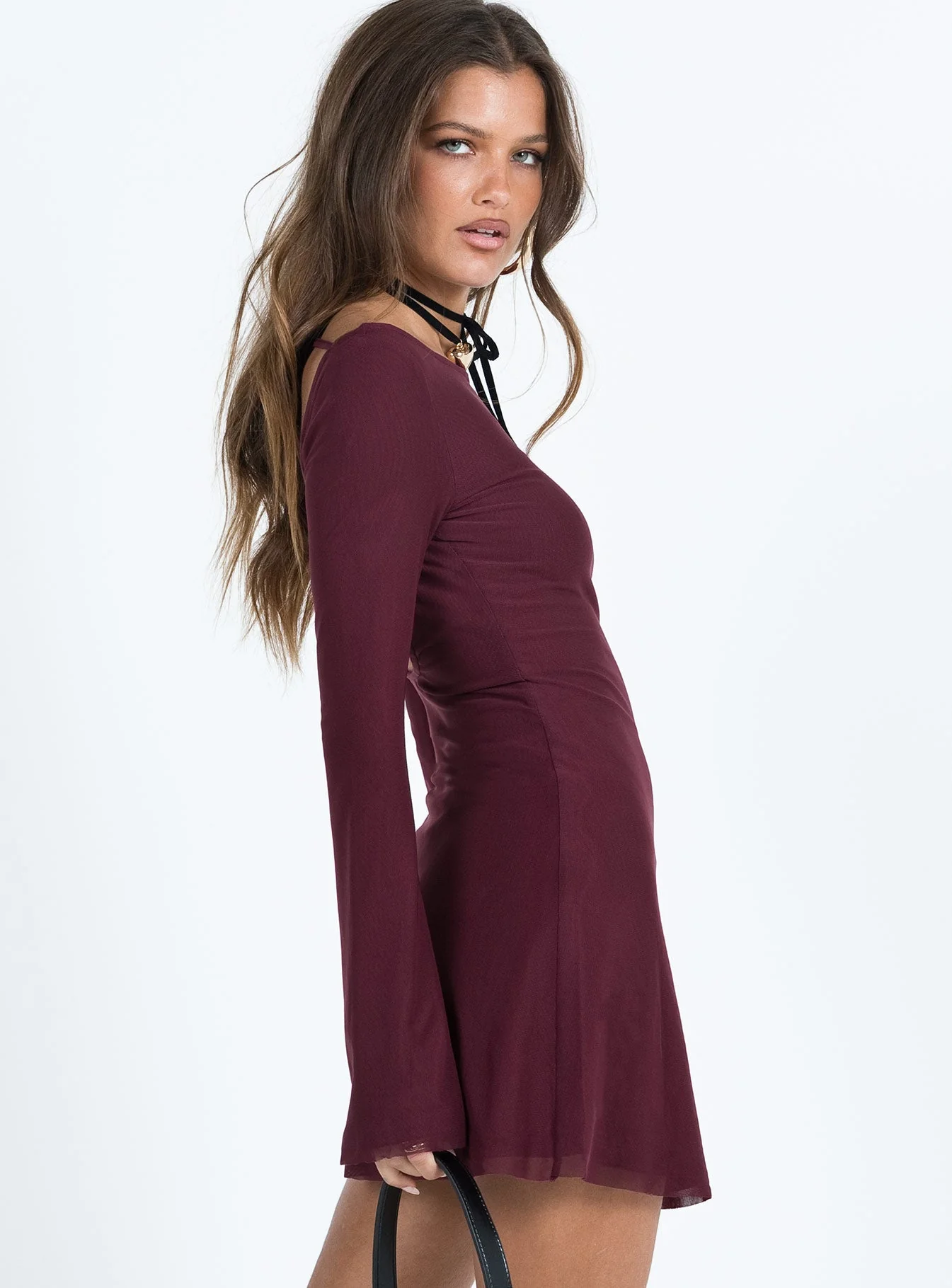 Lukea Long Sleeve Mini Dress Mauve Petite - Image 4