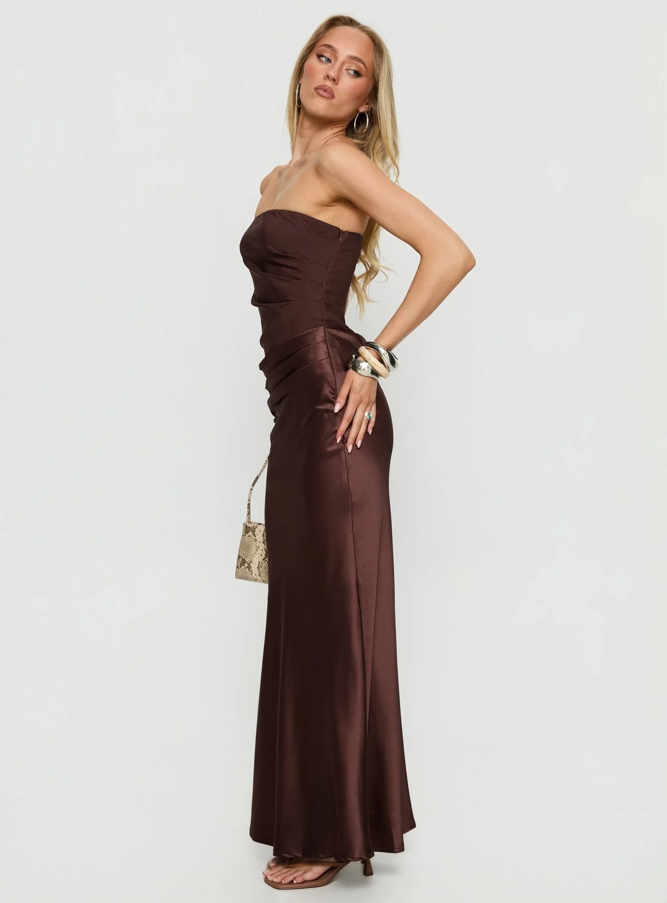 Lulita Strapless Maxi Dress Brown - Image 4